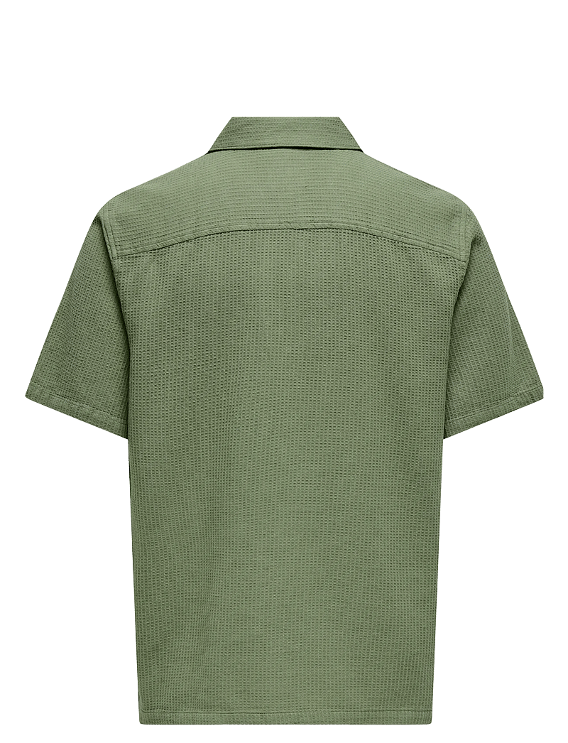 ONLY & SONS - ONSBERTIL WAFFLE SS RESORT SHIRT - kurzarmhemden - deep lichen green - 2