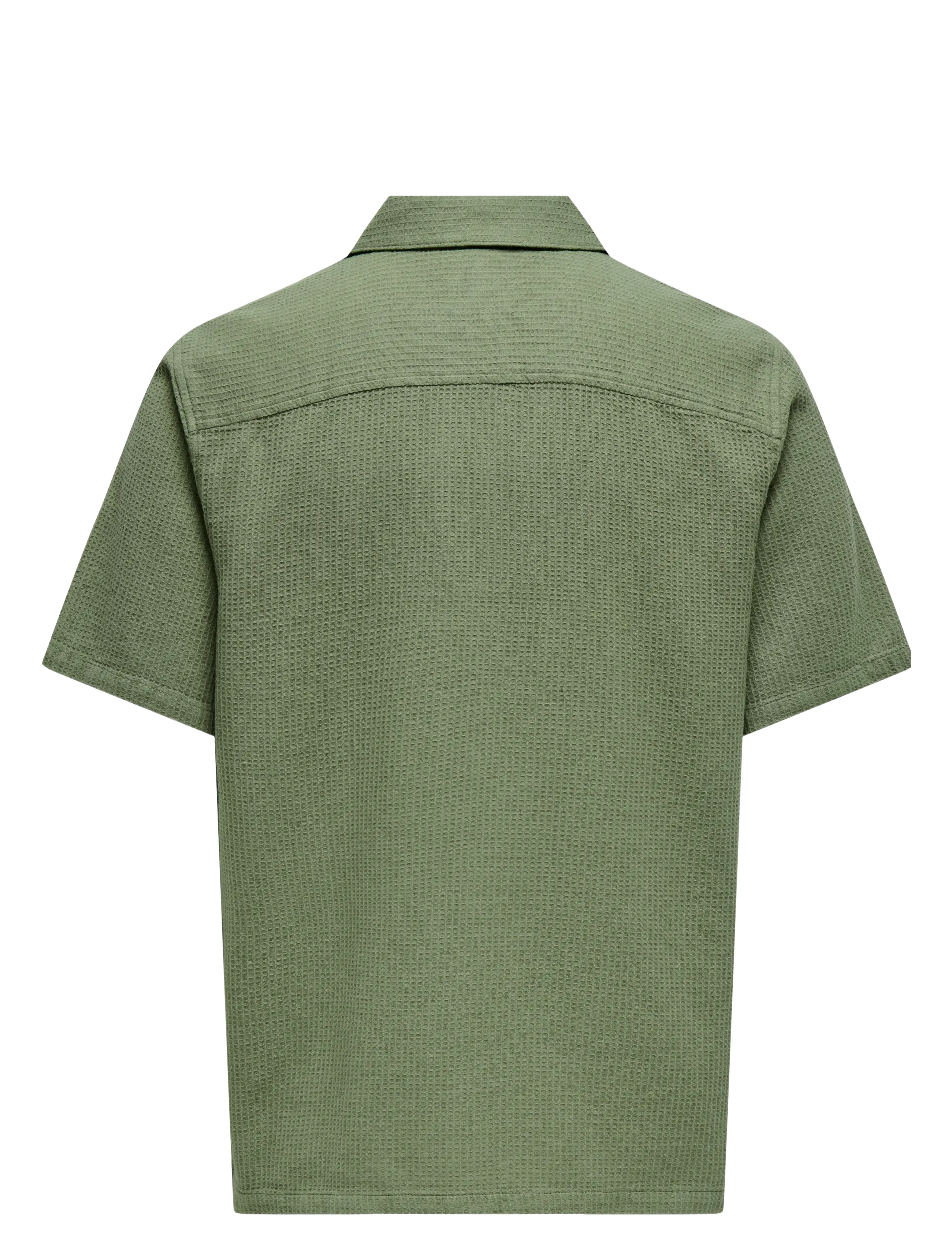 ONLY & SONS - ONSBERTIL WAFFLE SS RESORT SHIRT - laveste priser - deep lichen green - 2