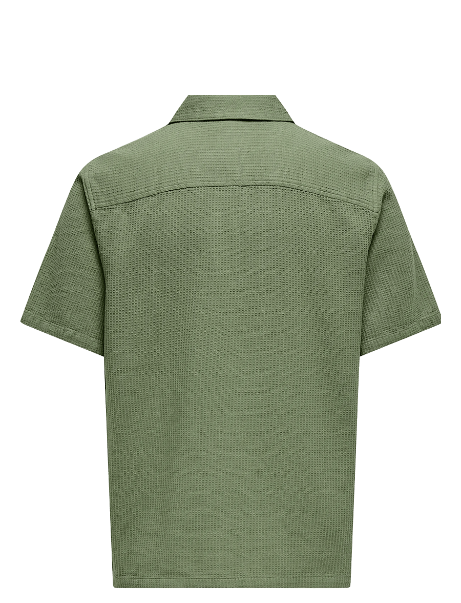 ONLY & SONS - ONSBERTIL WAFFLE SS RESORT SHIRT - kurzarmhemden - deep lichen green - 2