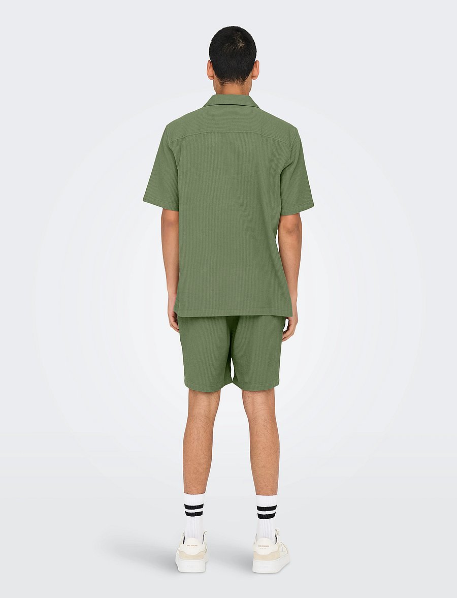 ONLY & SONS - ONSBERTIL WAFFLE SS RESORT SHIRT - kurzarmhemden - deep lichen green - 3