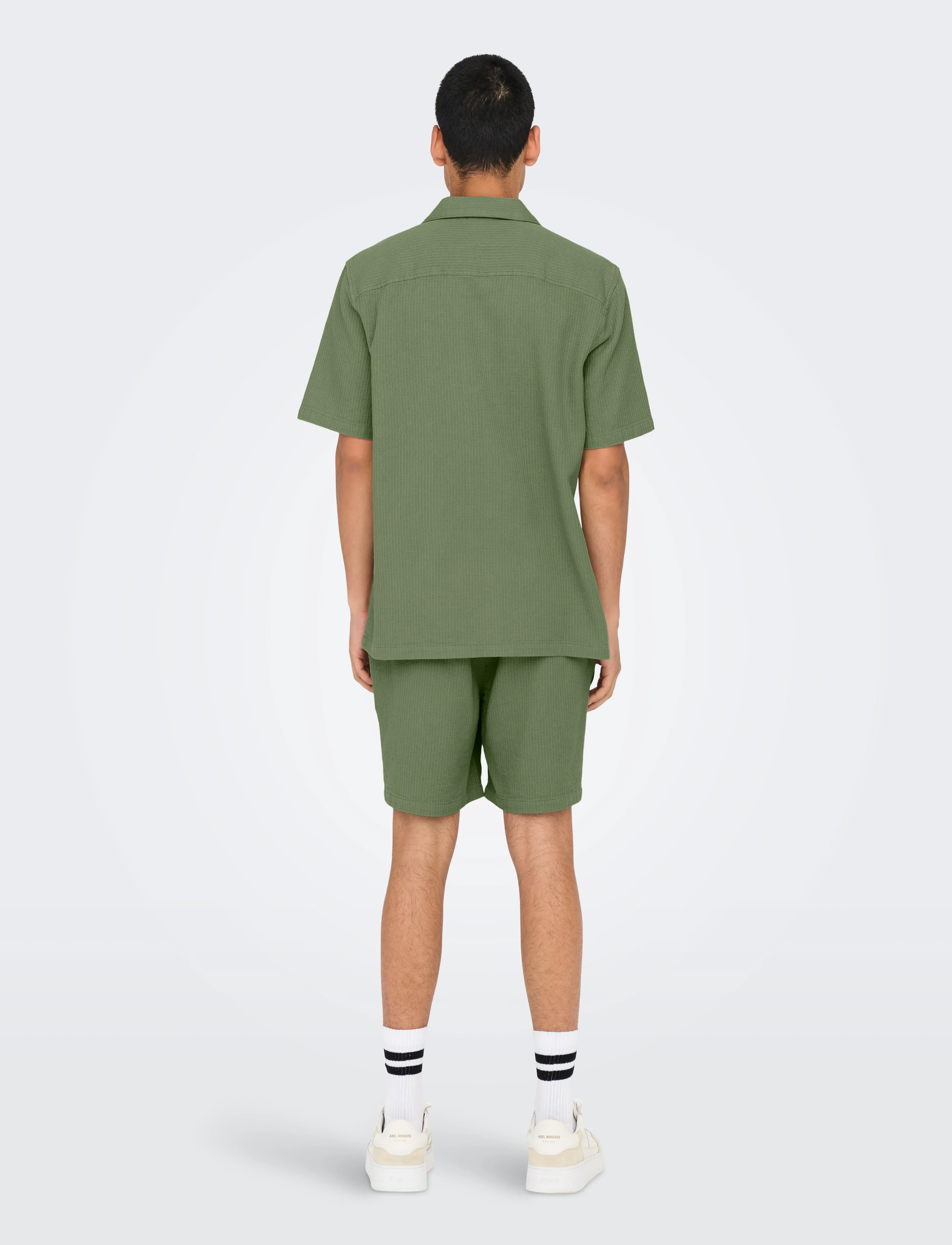 ONLY & SONS - ONSBERTIL WAFFLE SS RESORT SHIRT - kortärmade skjortor - deep lichen green - 3