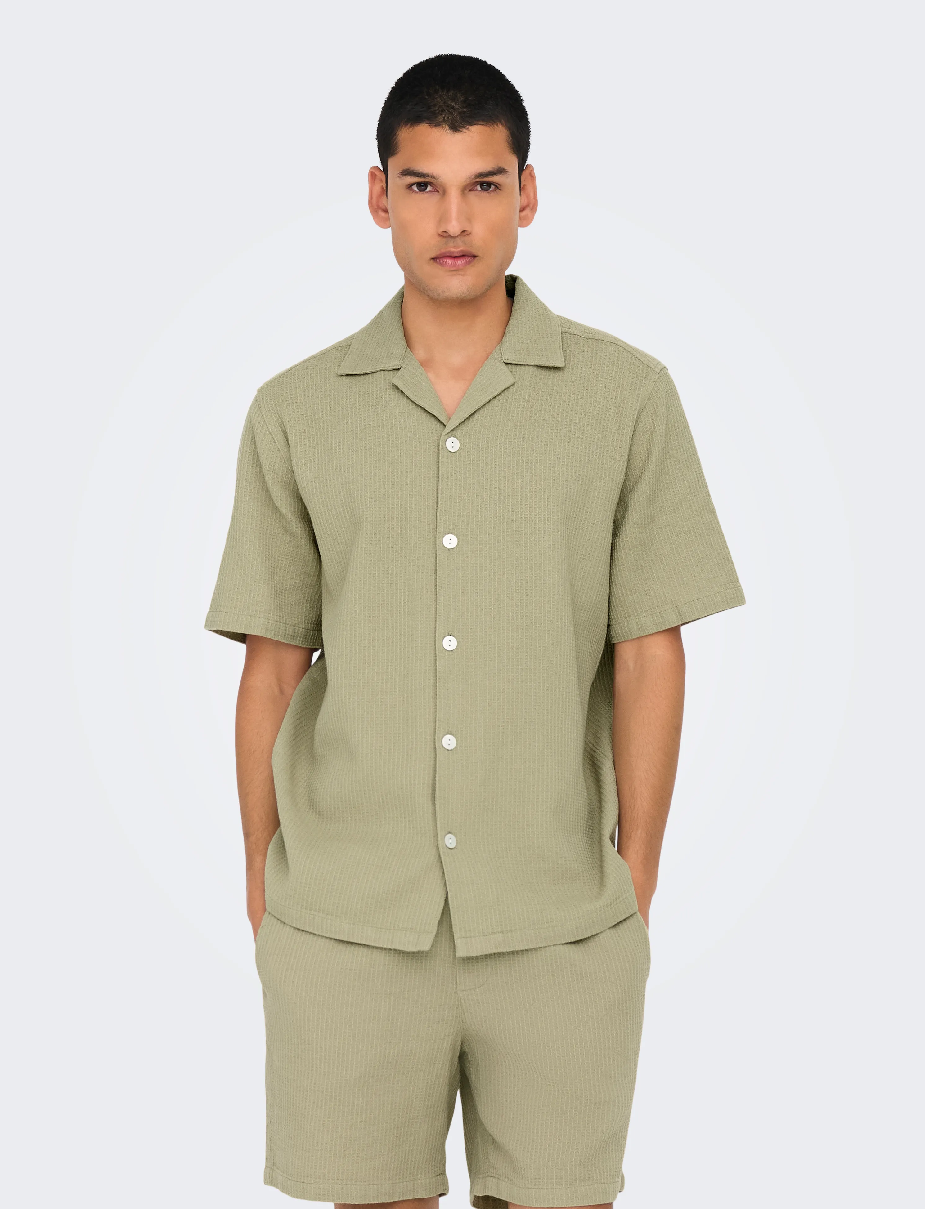 ONLY & SONS ONSBERTIL WAFFLE SS RESORT SHIRT - Skjorter - TWILL / green