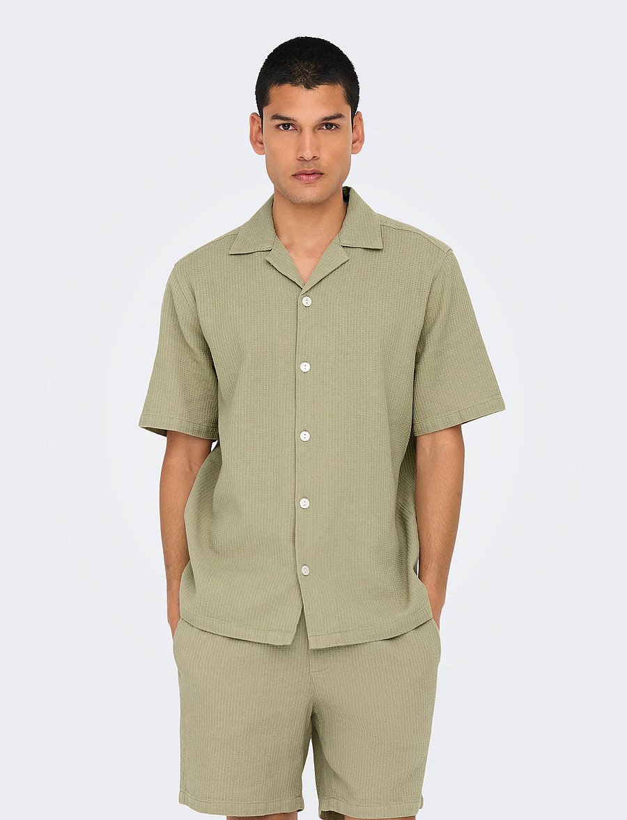 ONLY & SONS - ONSBERTIL WAFFLE SS RESORT SHIRT - kurzarmhemden - twill - 0