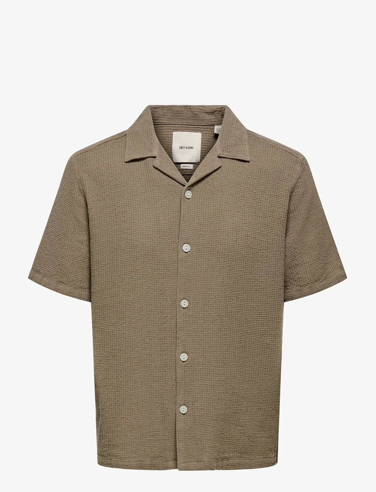 ONLY & SONS - ONSBERTIL WAFFLE SS RESORT SHIRT - kortærmede skjorter - walnut - 0