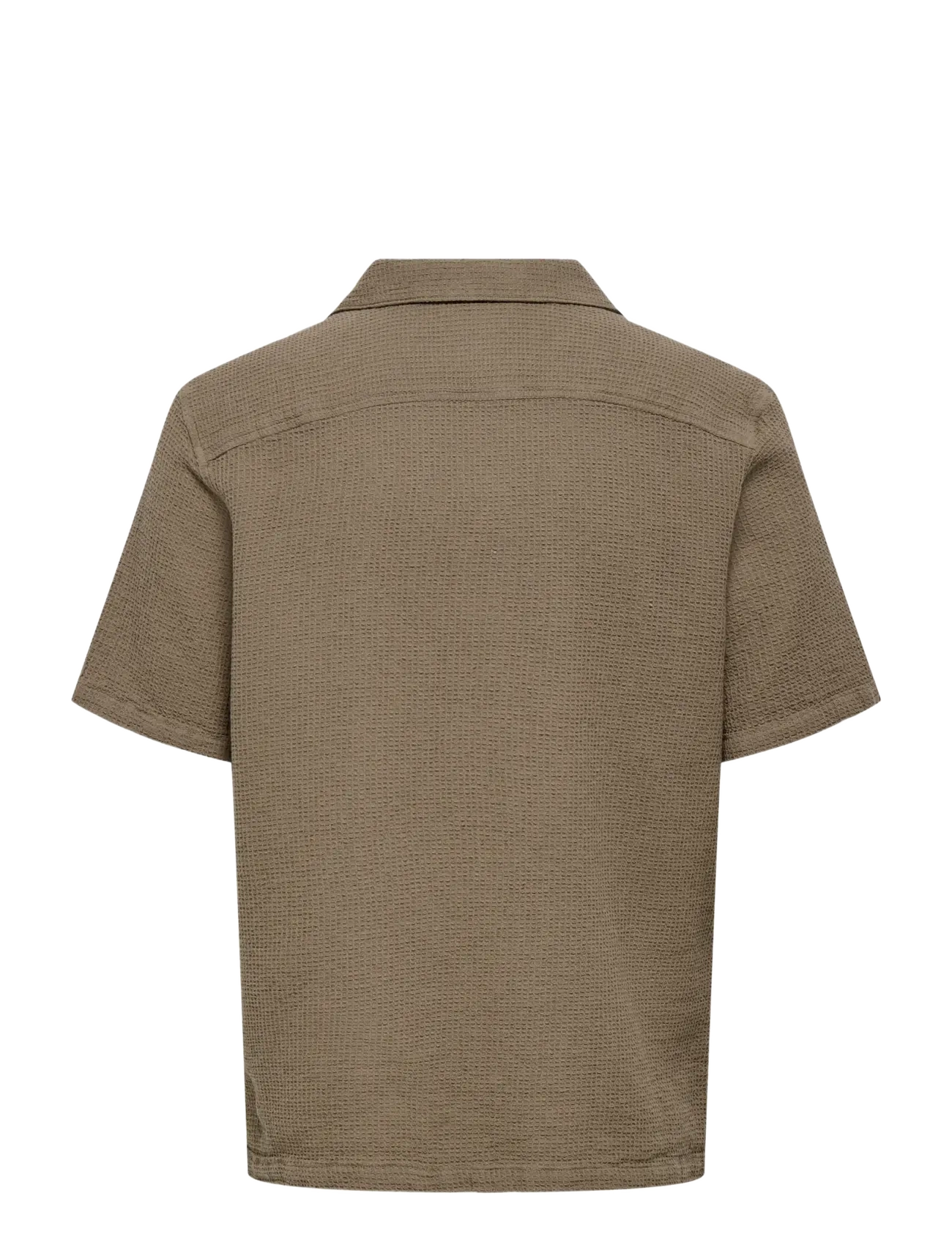 ONLY & SONS - ONSBERTIL WAFFLE SS RESORT SHIRT - kurzarmhemden - walnut - 1