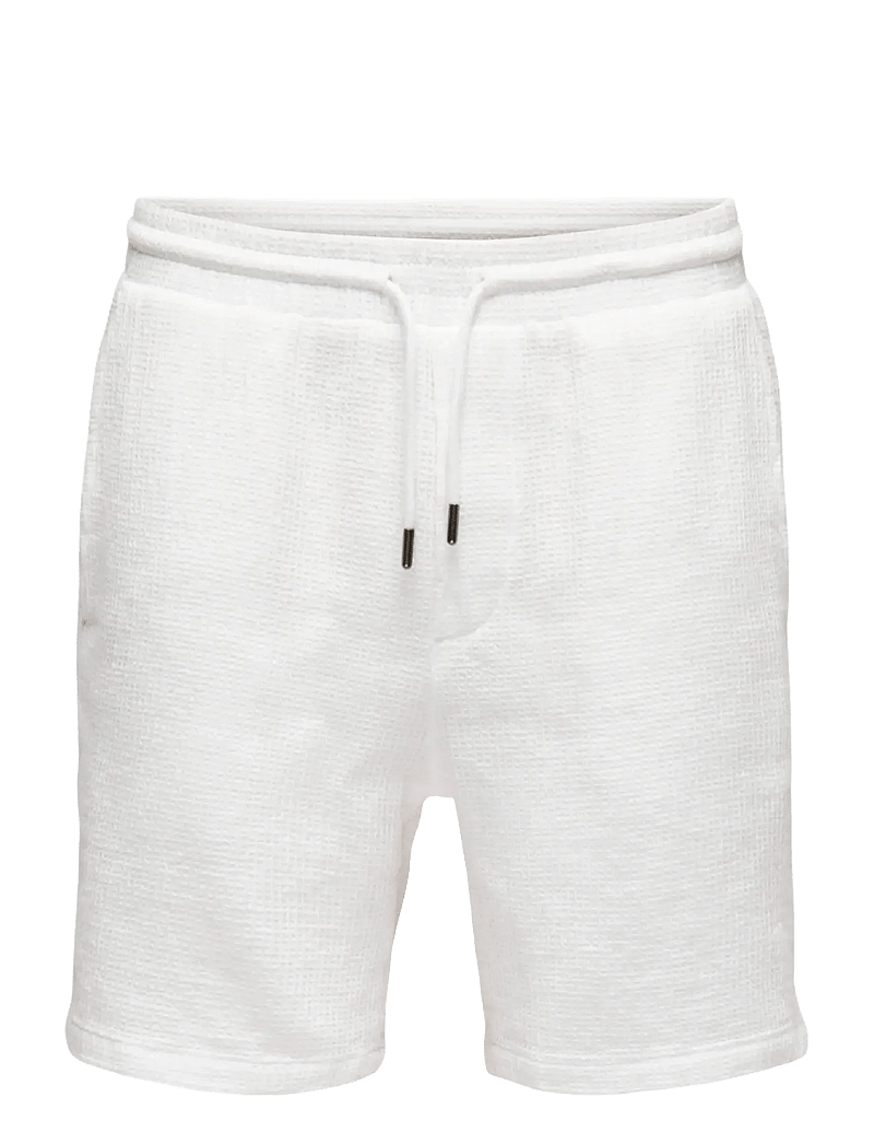 ONLY & SONS - ONSBERTIL WAFFLE SHORTS - casual shorts - bright white - 0