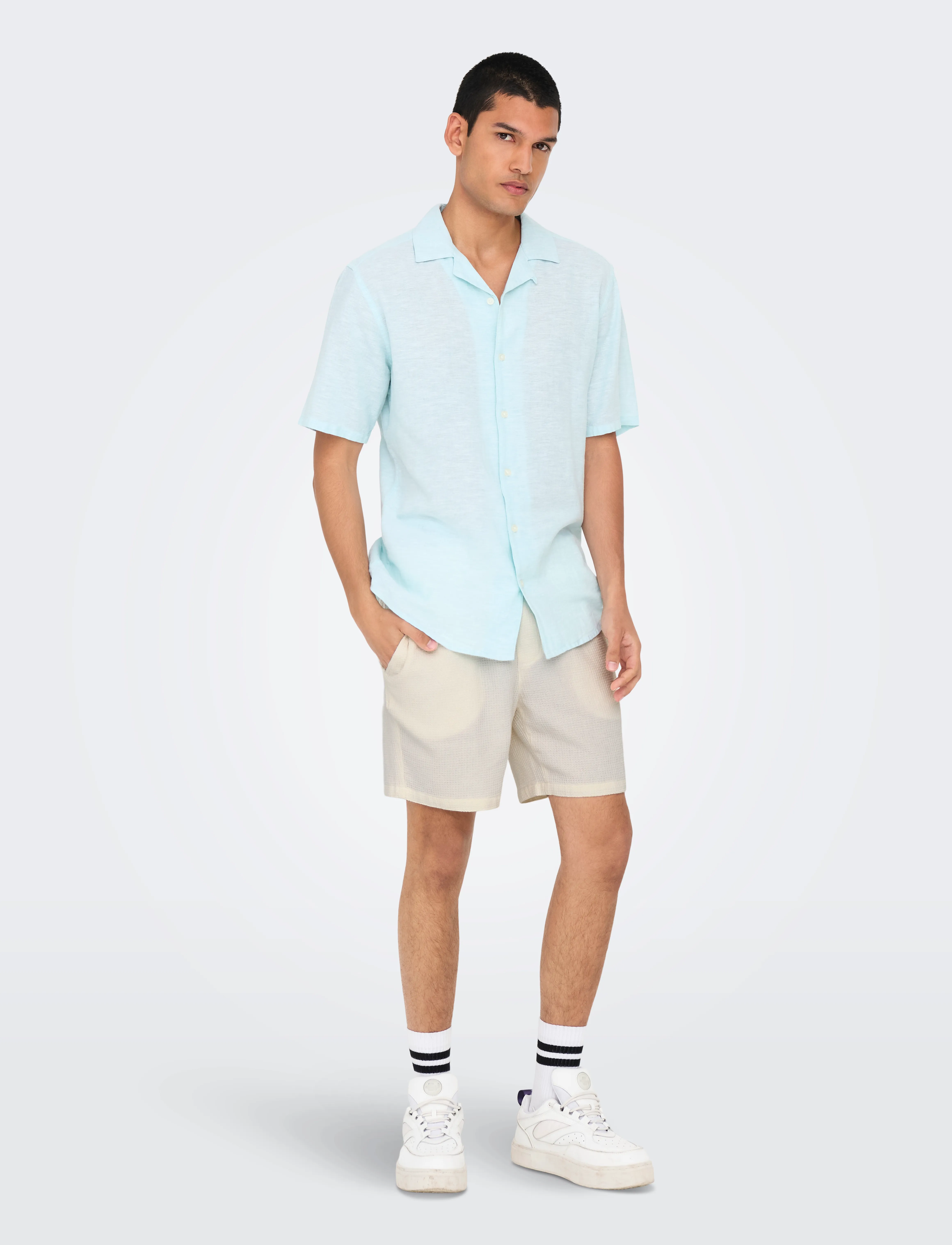 ONLY & SONS - ONSBERTIL WAFFLE SHORTS - lühikesed vabaajapüksid - cloud dancer - 5