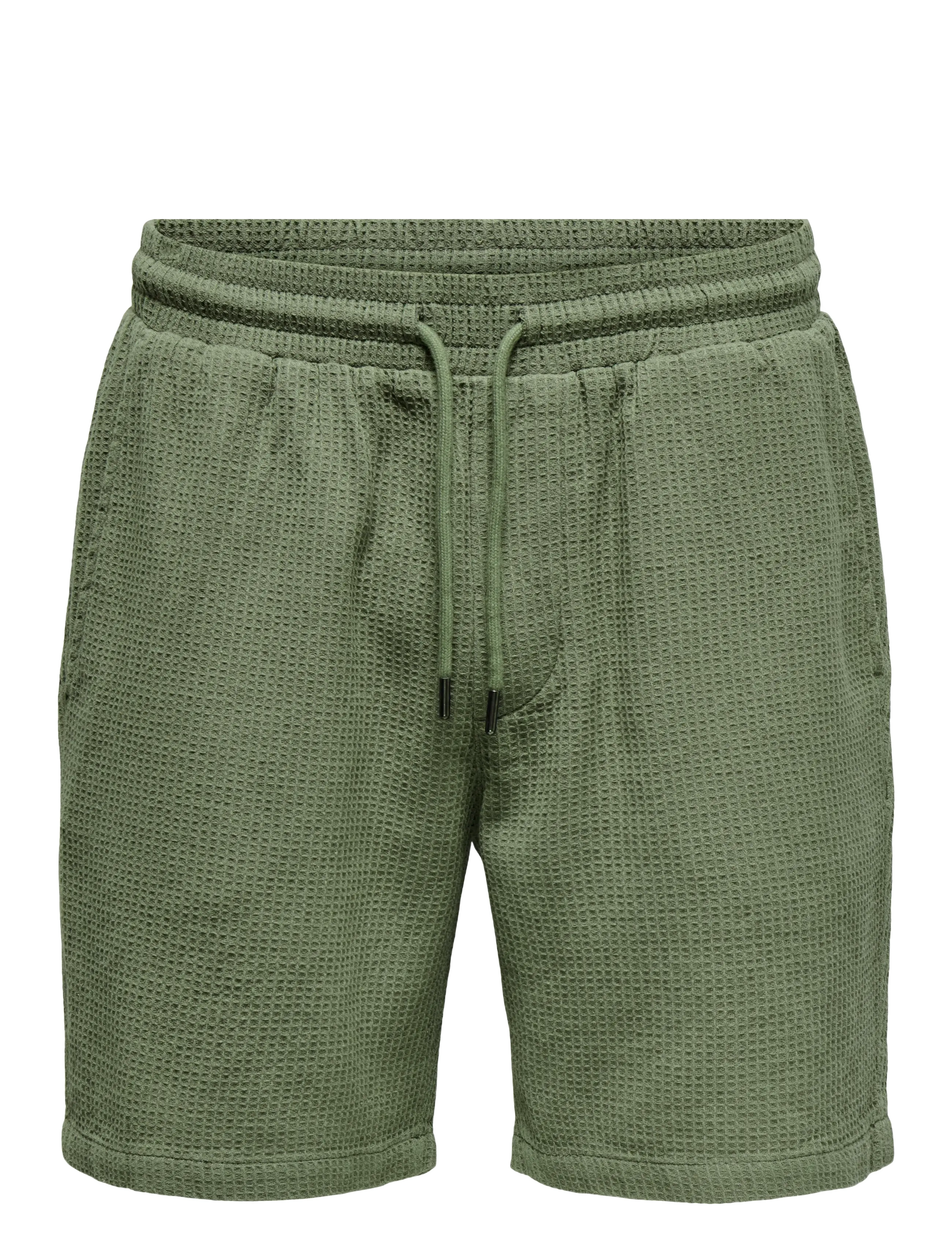 ONLY & SONS Onsbertil Waffle Shorts Grün - S - Herren