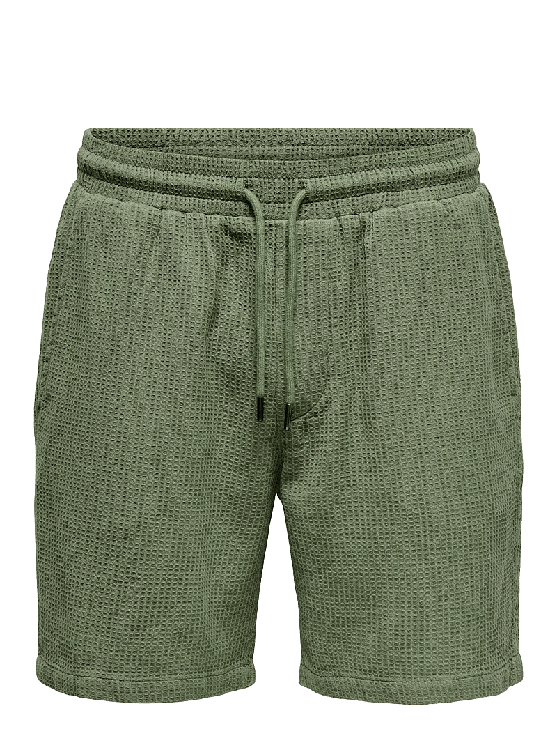 ONLY & SONS - ONSBERTIL WAFFLE SHORTS - casual shorts - deep lichen green - 0