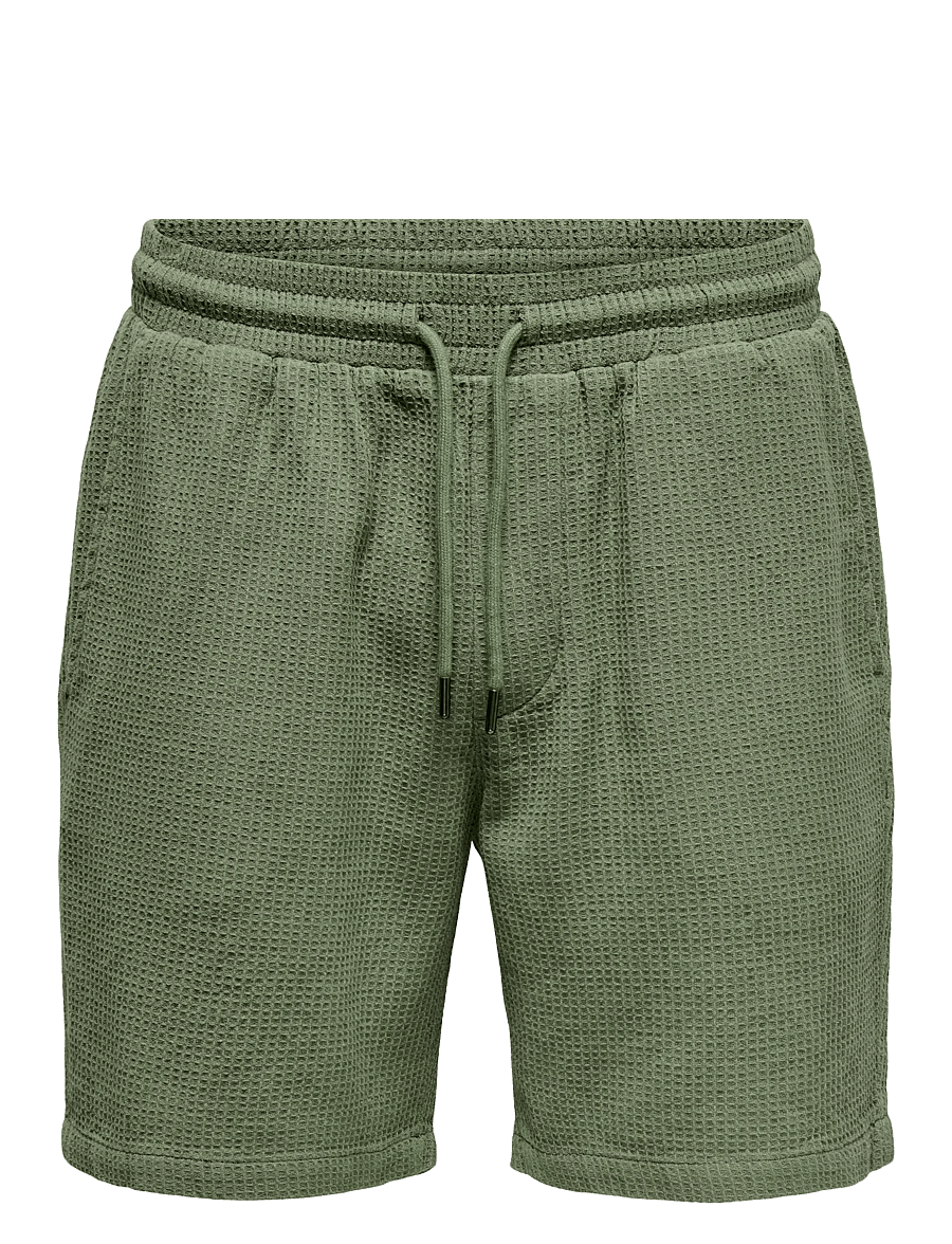 ONLY & SONS - ONSBERTIL WAFFLE SHORTS - casual shorts - deep lichen green - 0