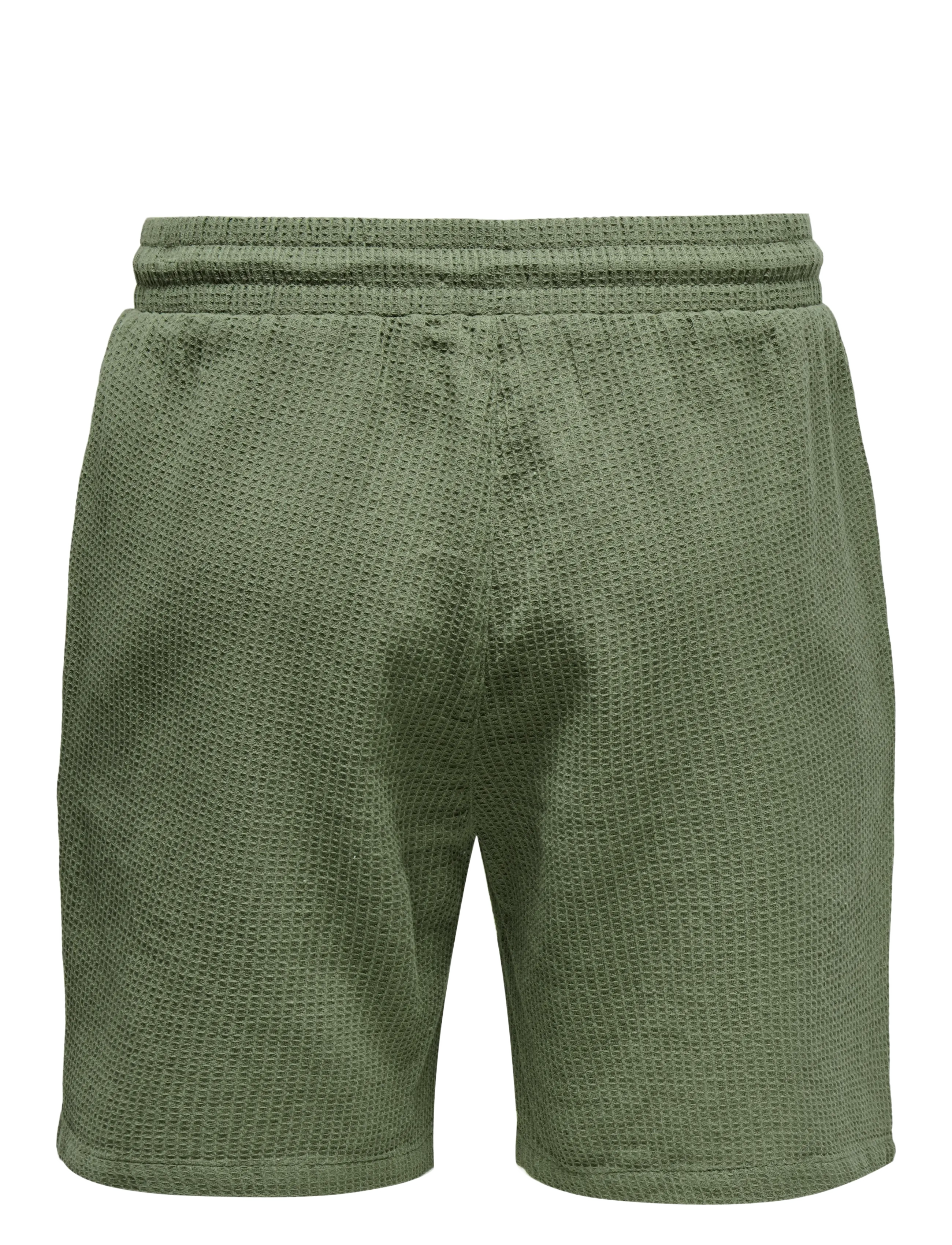 ONLY & SONS - ONSBERTIL WAFFLE SHORTS - casual shorts - deep lichen green - 1