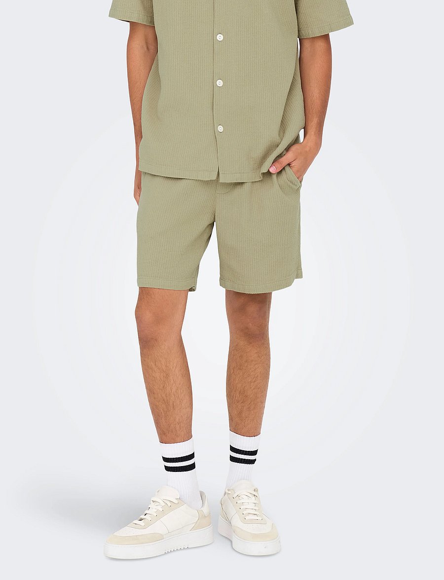 ONLY & SONS - ONSBERTIL WAFFLE SHORTS - vabaaja lühikesed püksid - twill - 0
