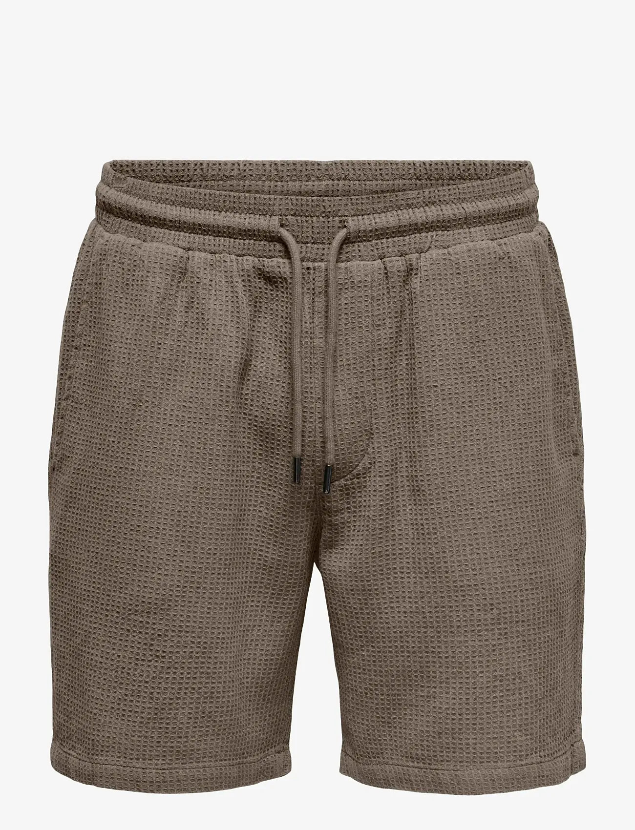 ONLY & SONS - ONSBERTIL WAFFLE SHORTS - laveste priser - walnut - 0