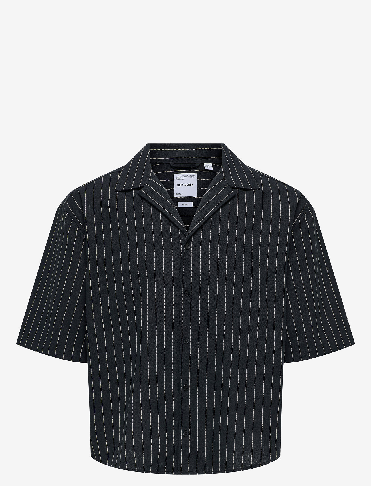 ONLY & SONS - ONSEMILO RLX SS LINEN RESORT SHIRT 0256 - leinenhemden - black - 0