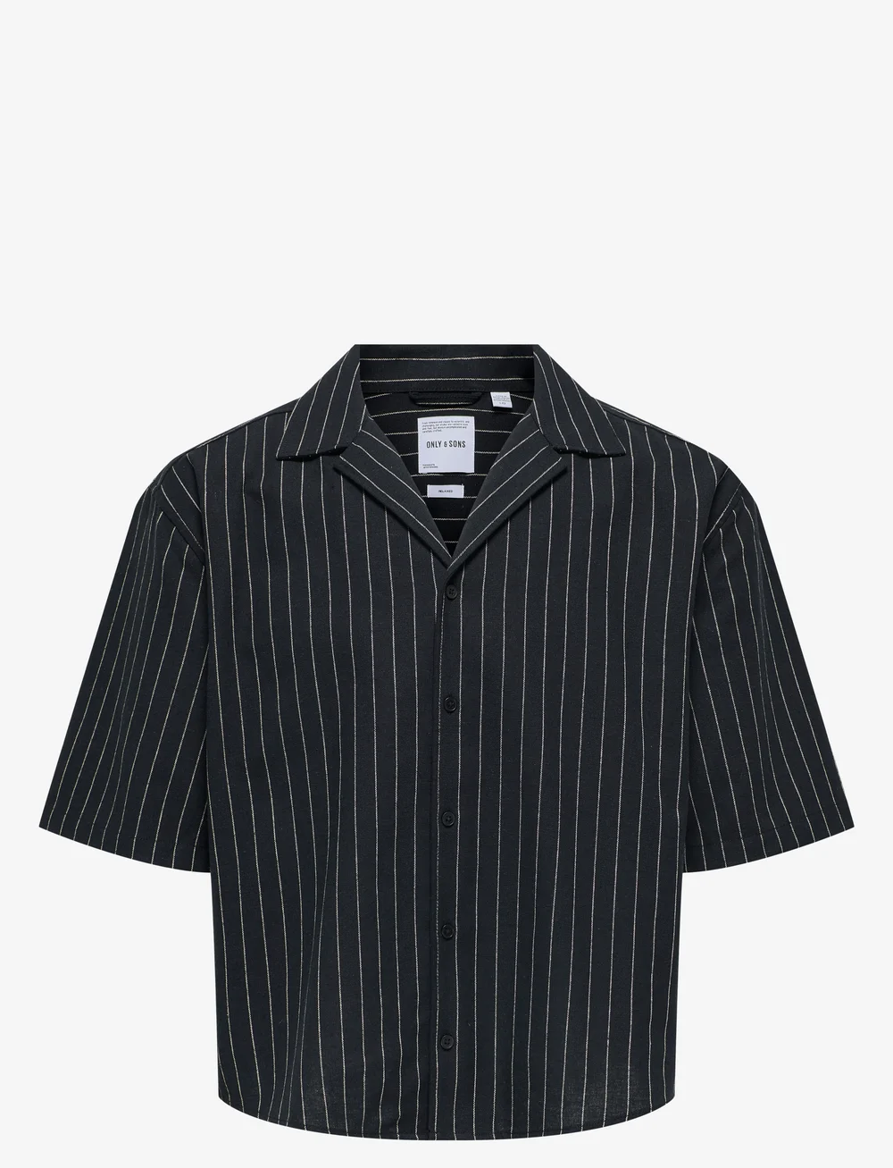 ONLY & SONS - ONSEMILO RLX SS LINEN RESORT SHIRT 0256 - hørskjorter - black - 0