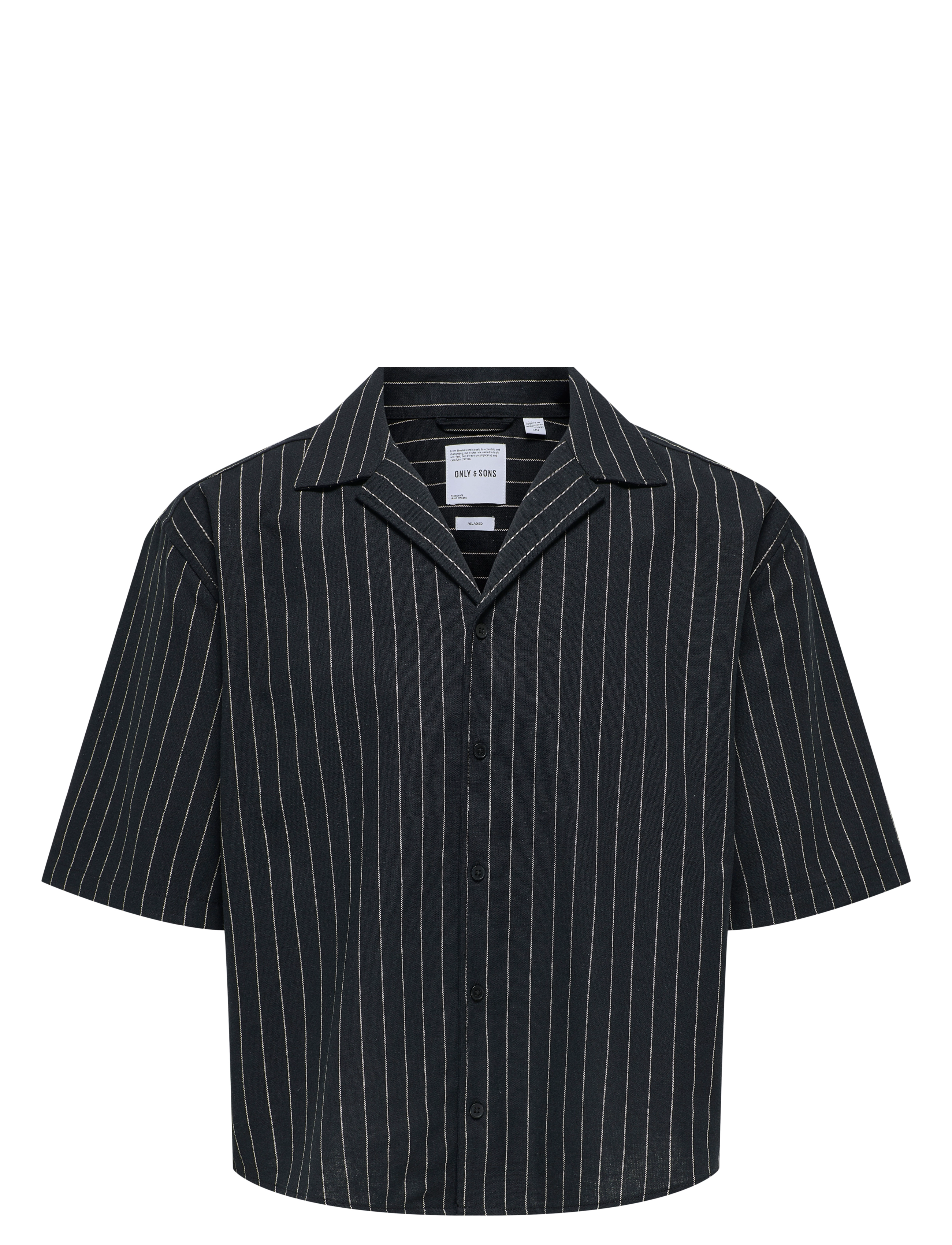 ONLY & SONS ONSEMILO RLX SS LINEN RESORT SHIRT 0256 - Deals - BLACK / black