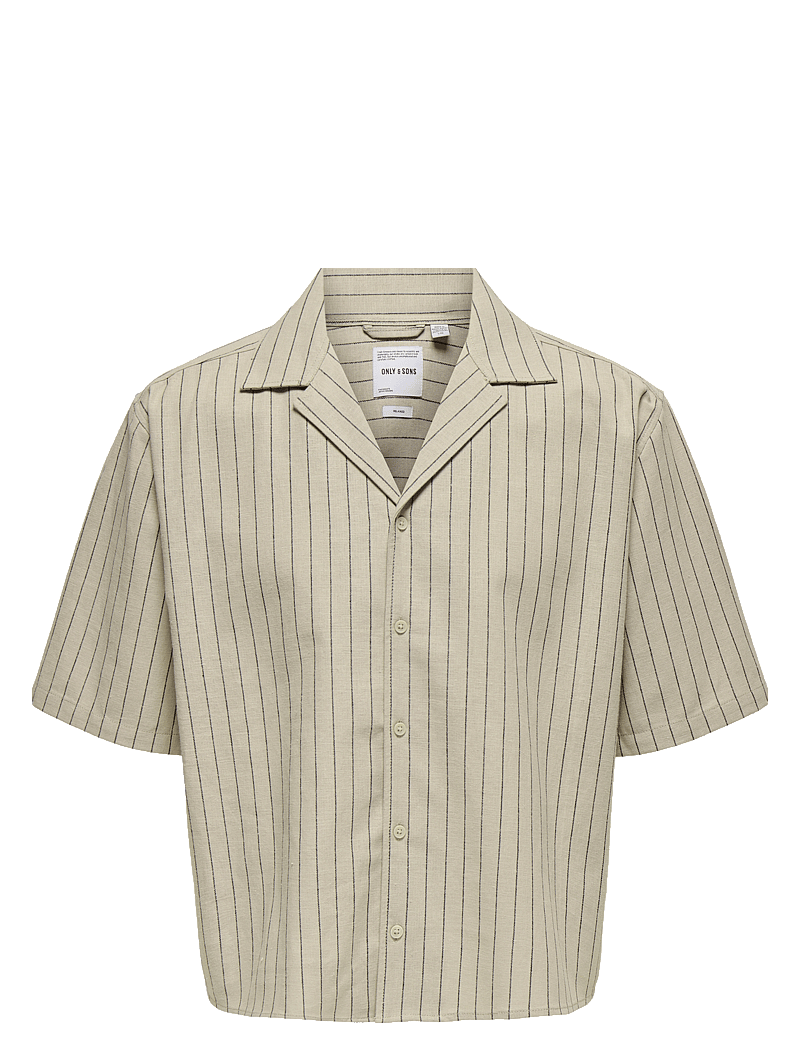 ONLY & SONS - ONSEMILO RLX SS LINEN RESORT SHIRT 0256 - hørskjorter - silver lining - 0