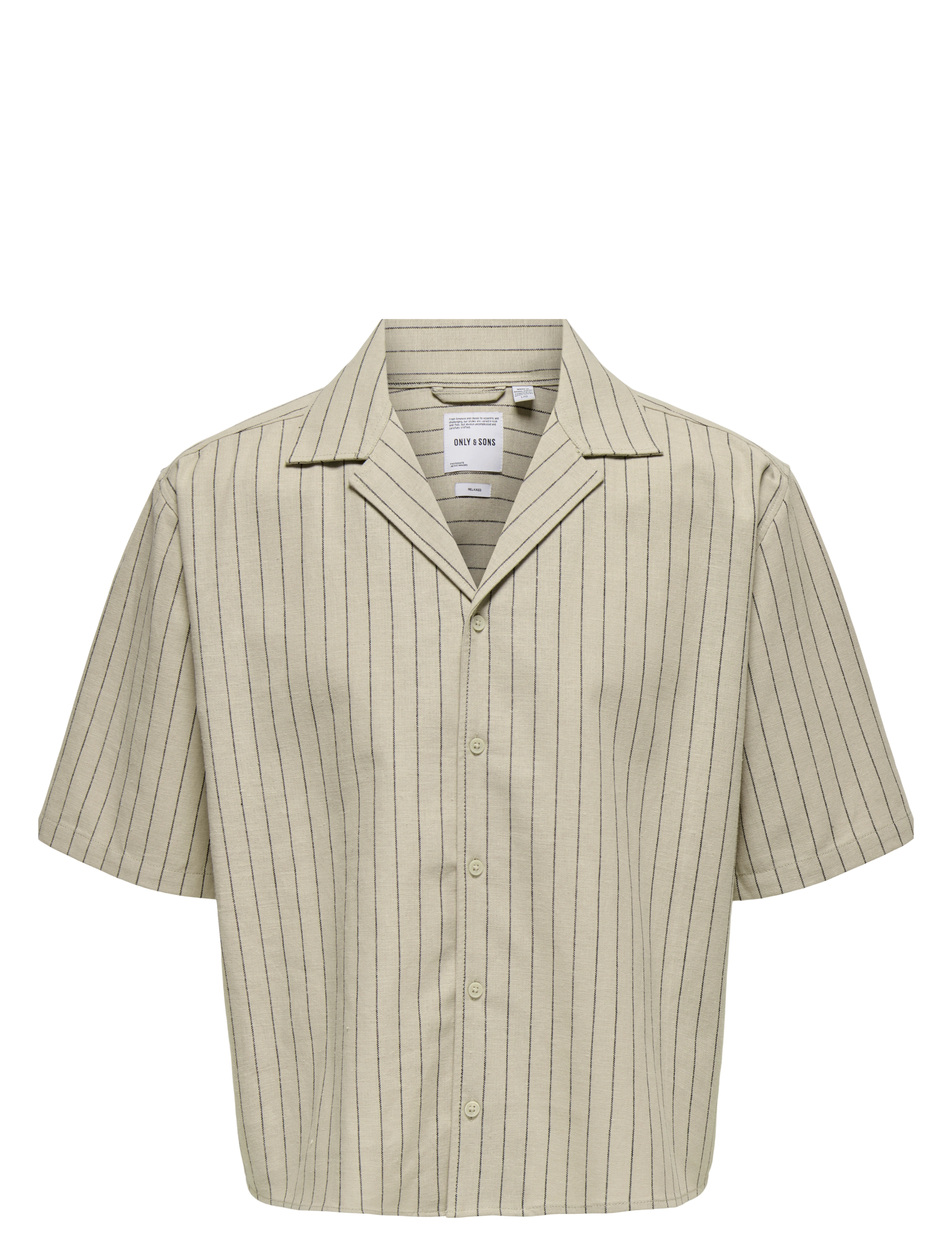 ONLY & SONS ONSEMILO RLX SS LINEN RESORT SHIRT 0256 - Kauluspaidat - SILVER LINING / beige