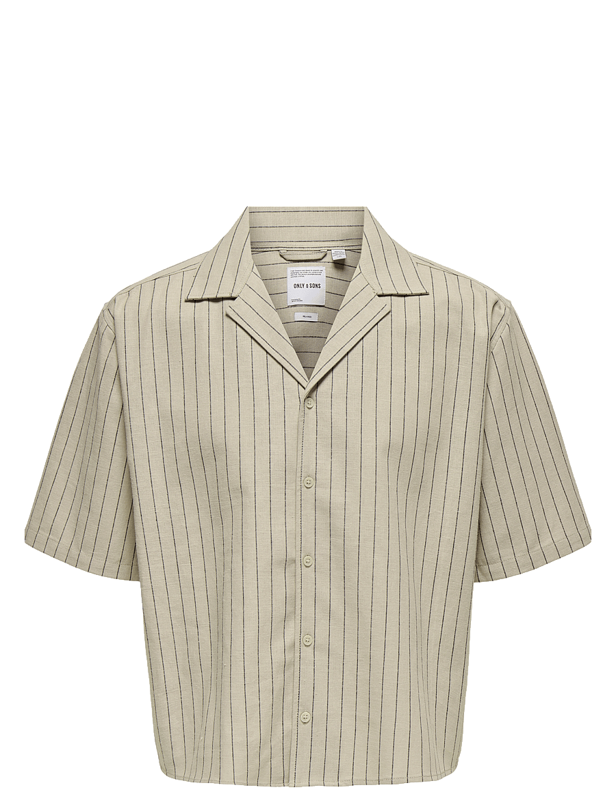 ONLY & SONS - ONSEMILO RLX SS LINEN RESORT SHIRT 0256 - hørskjorter - silver lining - 0