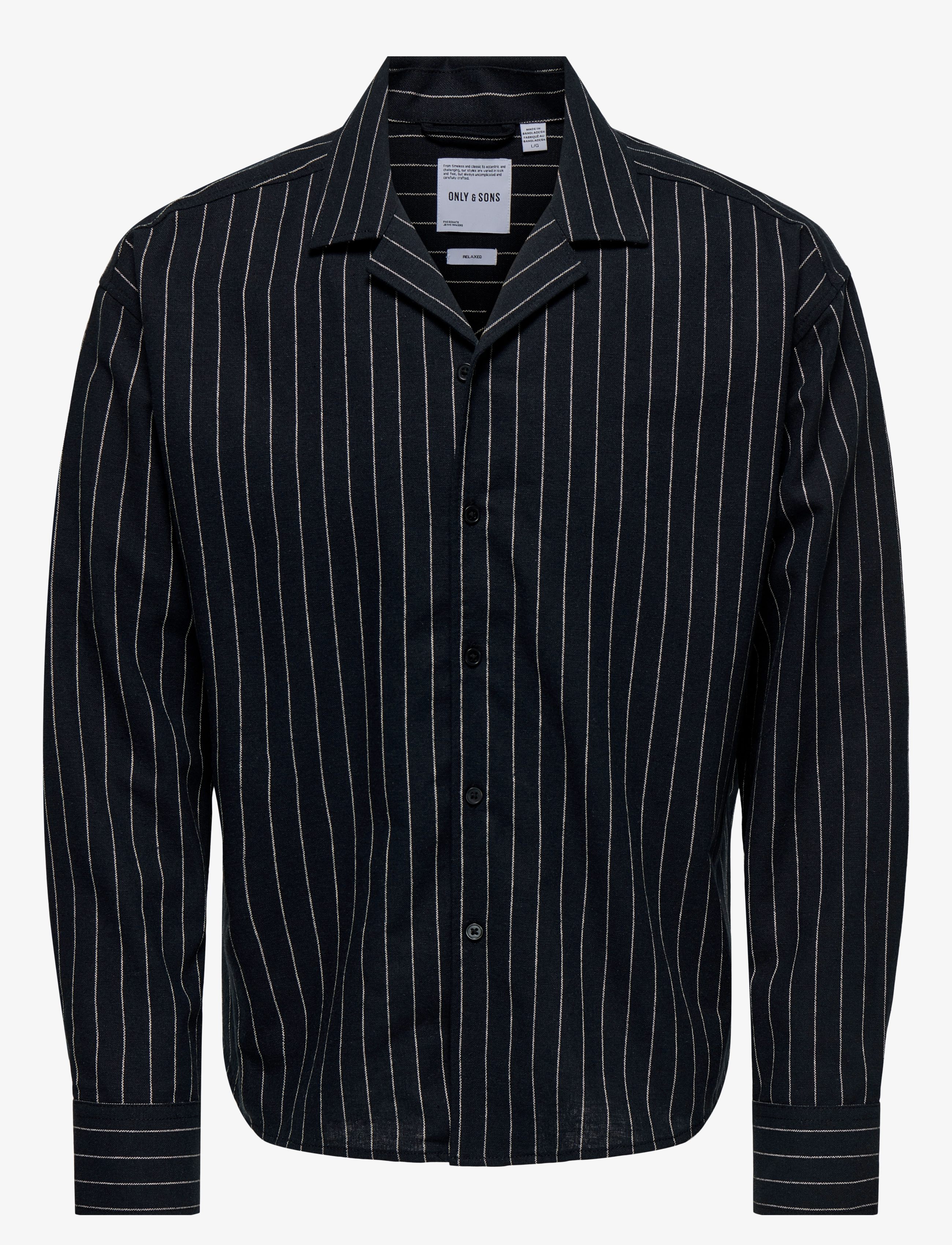 ONLY & SONS ONSEMILO CASUAL LINEN LS SHIRT 0256 - ONLY & SONS - BLACK / black