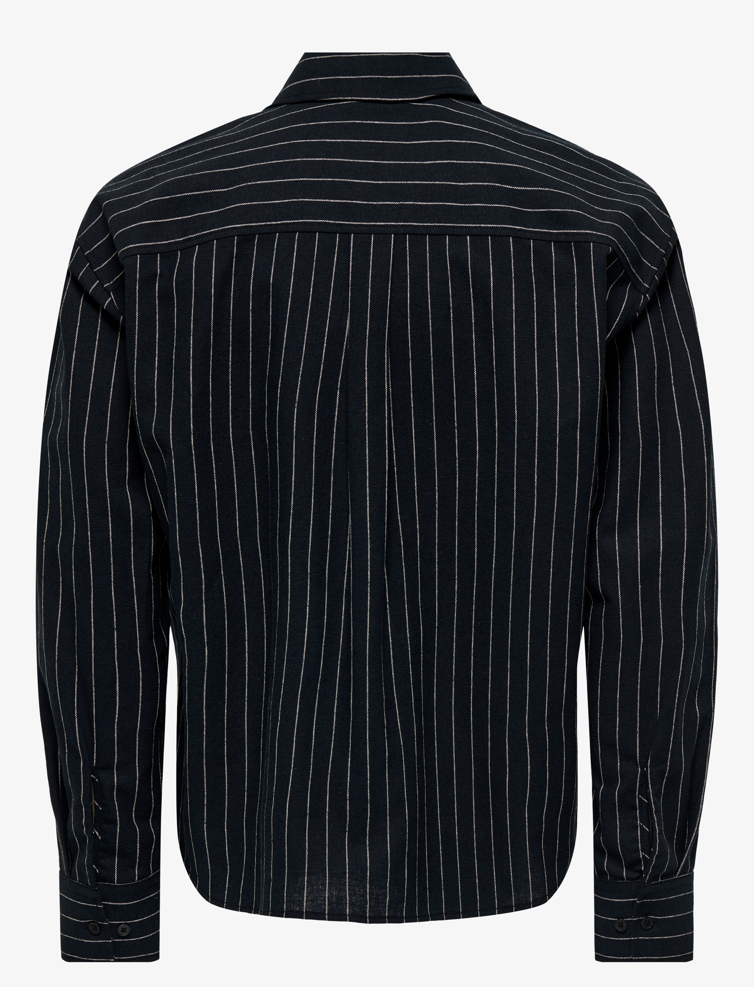 ONLY & SONS - ONSEMILO CASUAL LINEN LS SHIRT 0256 - stribede skjorter - black - 1