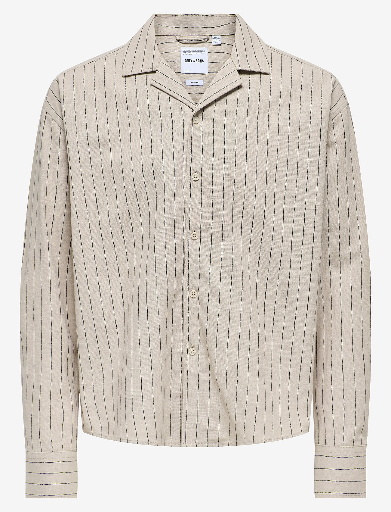 ONLY & SONS - ONSEMILO CASUAL LINEN LS SHIRT 0256 - randiga skjortor - silver lining - 0