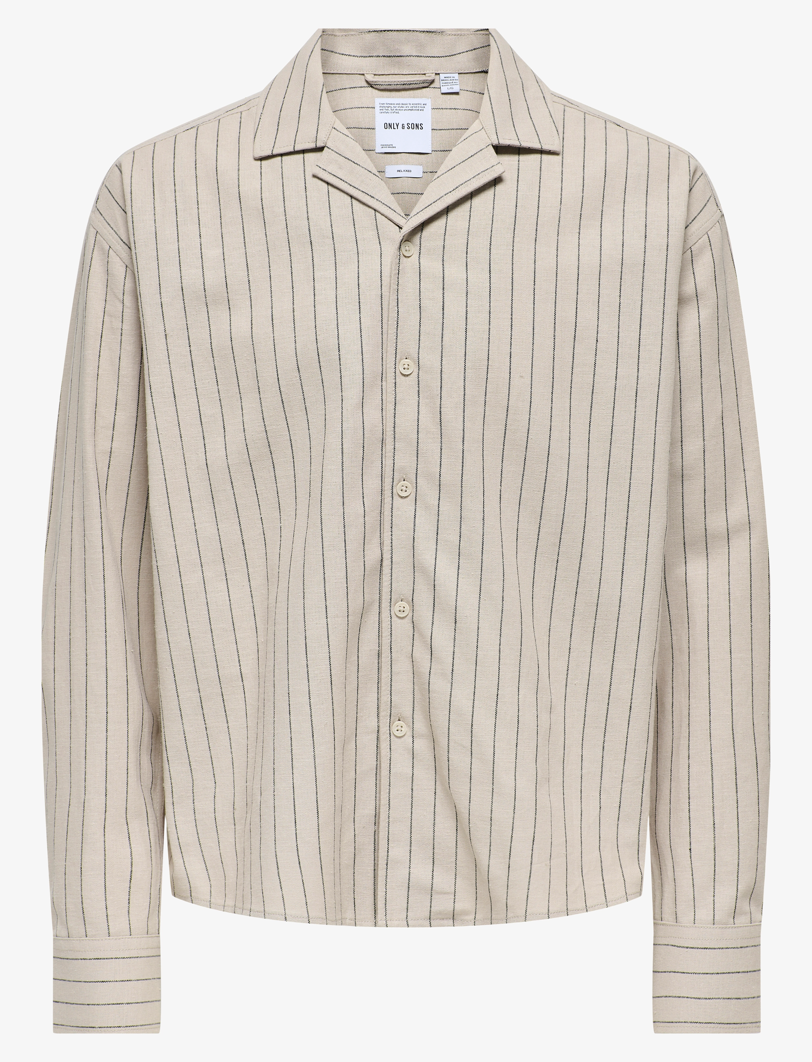 ONLY & SONS - ONSEMILO CASUAL LINEN LS SHIRT 0256 - strīpaini krekli - silver lining - 0