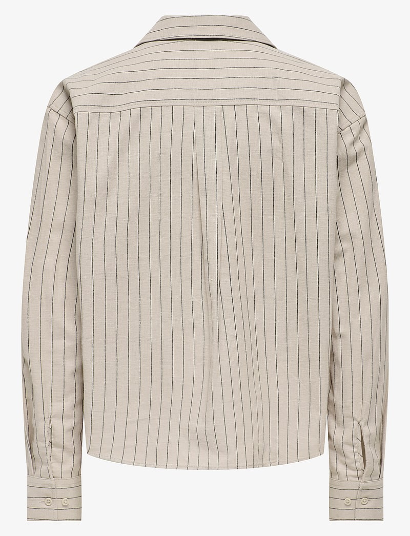 ONLY & SONS - ONSEMILO CASUAL LINEN LS SHIRT 0256 - randiga skjortor - silver lining - 1