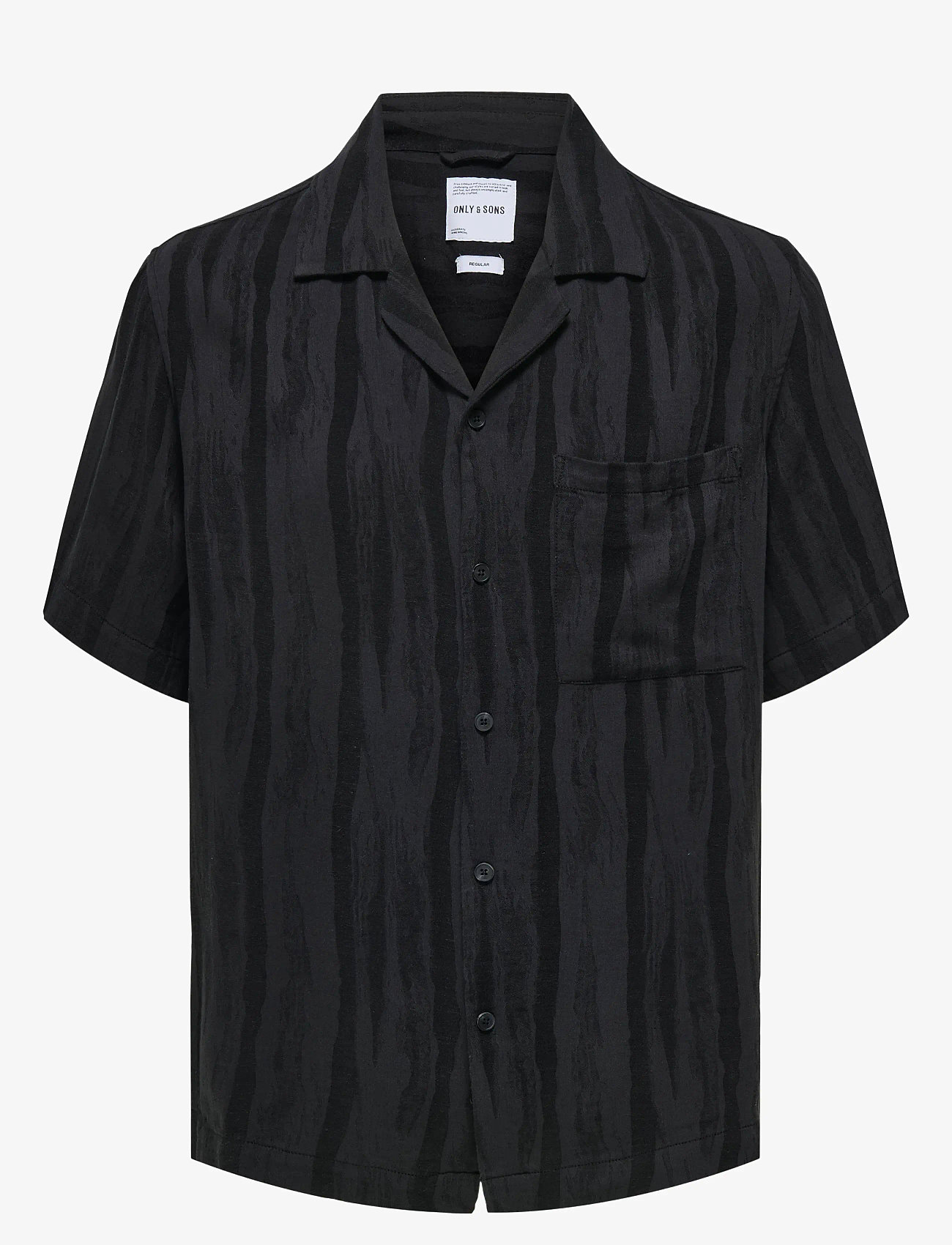 ONLY & SONS - ONSROBERT SS RESORT LINEN SHIRT 0253 - linneskjortor - black - 0