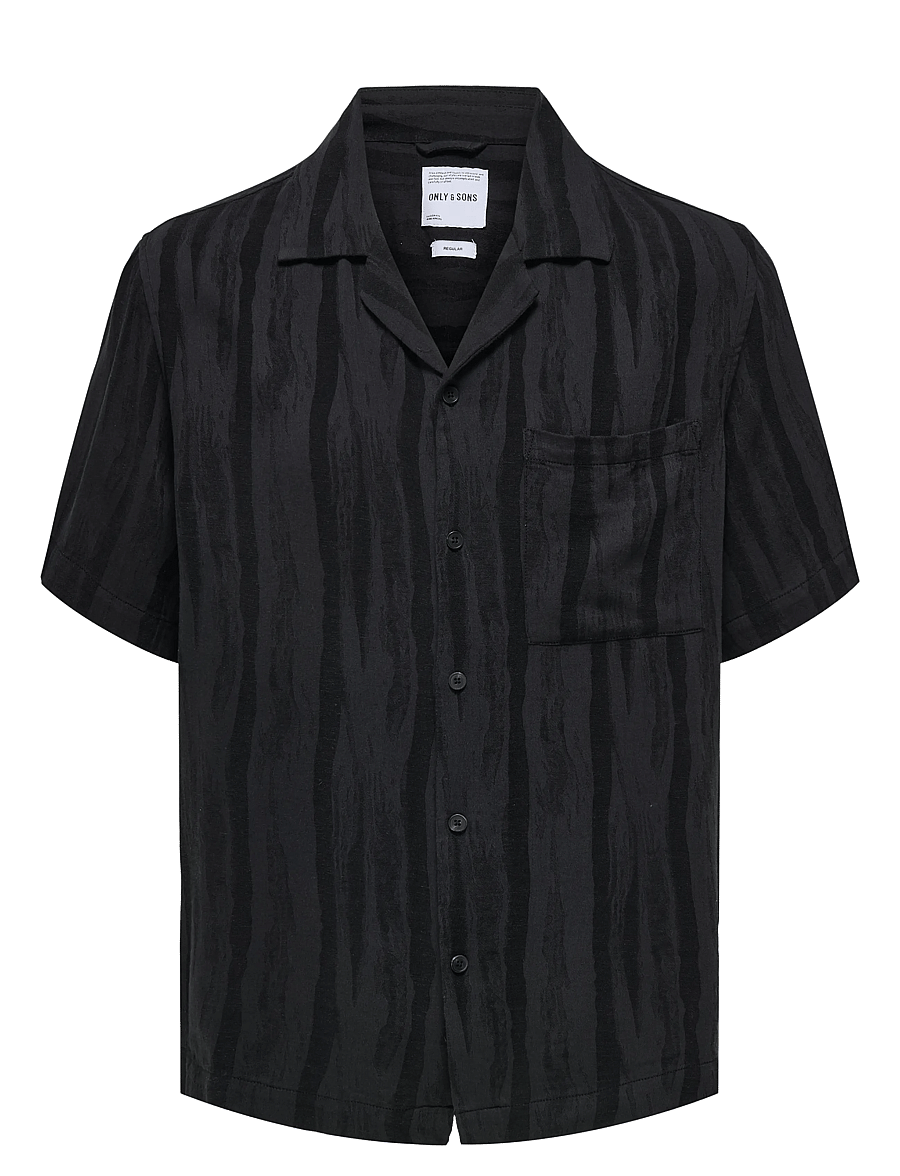 ONLY & SONS - ONSROBERT SS RESORT LINEN SHIRT 0253 - chemises de lin - black - 0