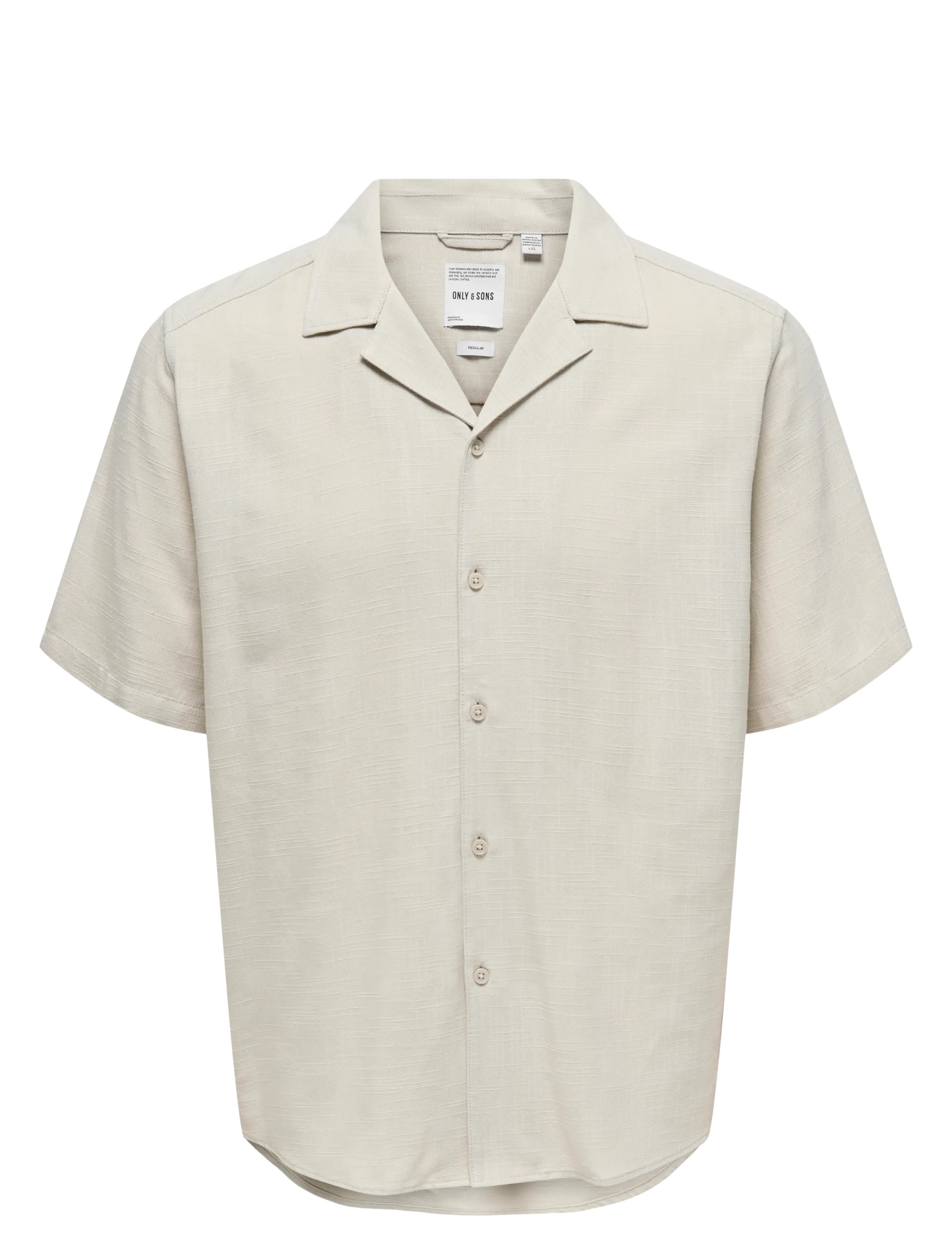 ONLY & SONS Onsjannick Structure Ss Resort Shirt Cream - S - Herren