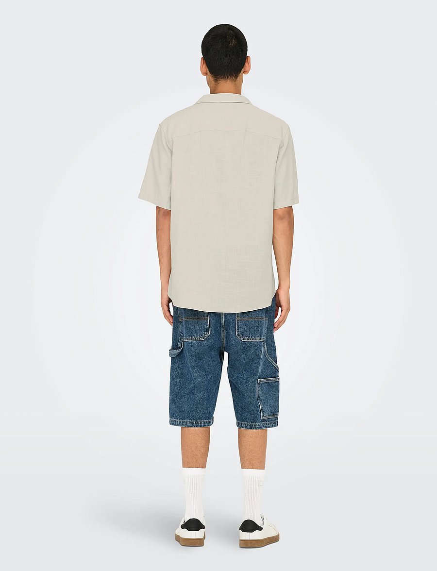 ONLY & SONS - ONSJANNICK STRUCTURE SS RESORT SHIRT - kortærmede skjorter - silver lining - 3