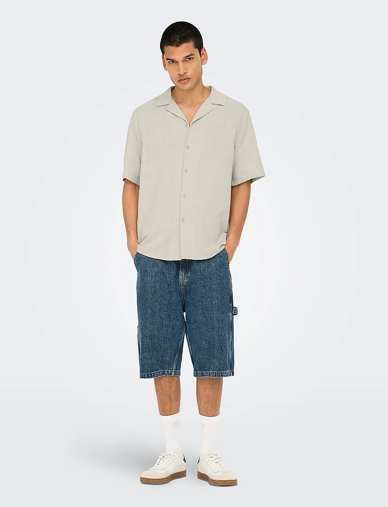 ONLY & SONS - ONSJANNICK STRUCTURE SS RESORT SHIRT - overhemden met korte mouw - silver lining - 4