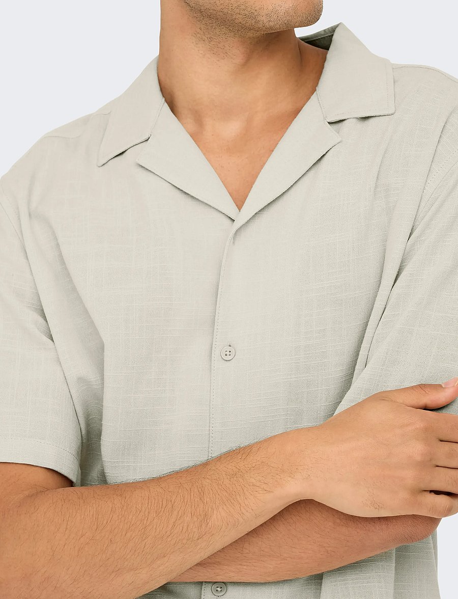 ONLY & SONS - ONSJANNICK STRUCTURE SS RESORT SHIRT - kortærmede skjorter - silver lining - 5