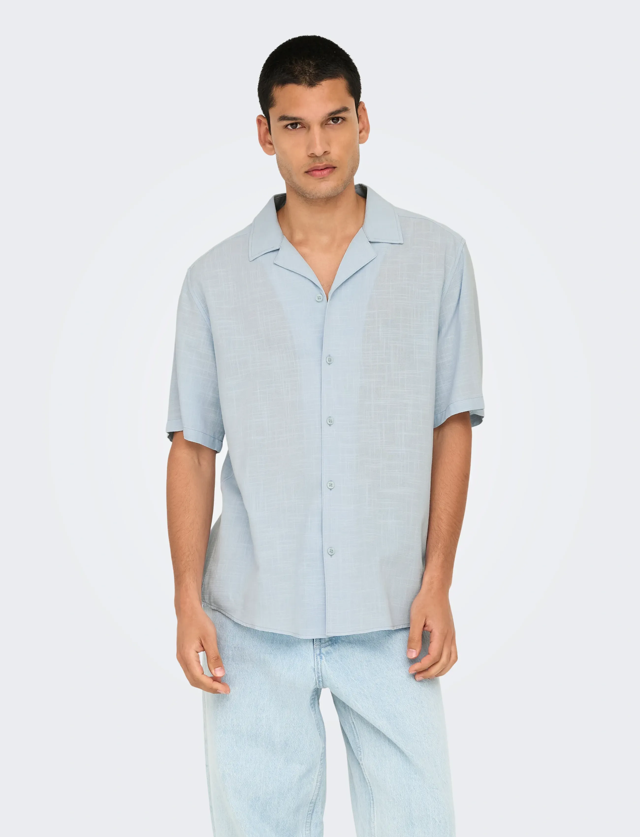 ONLY & SONS ONSJANNICK STRUCTURE SS RESORT SHIRT - Riided - SKYWAY / blue