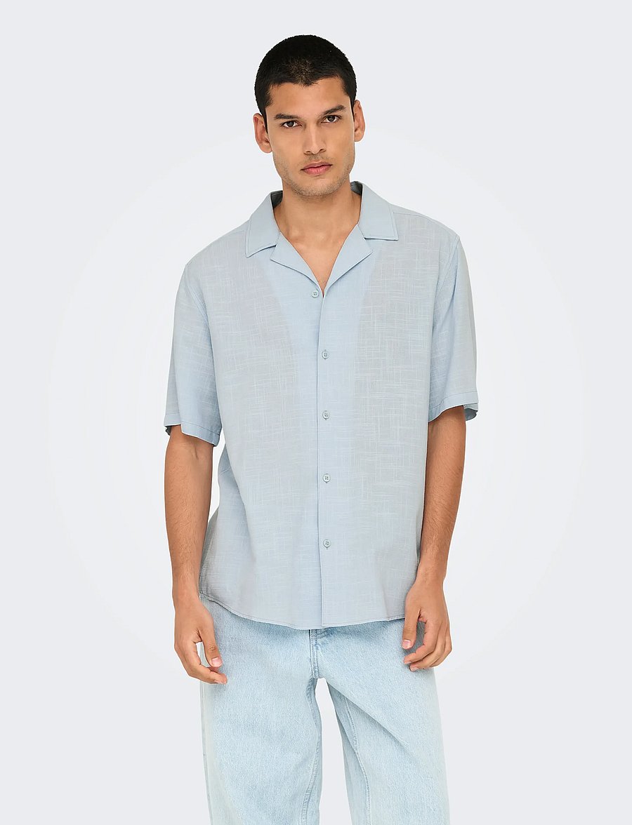 ONLY & SONS - ONSJANNICK STRUCTURE SS RESORT SHIRT - kortærmede skjorter - skyway - 0