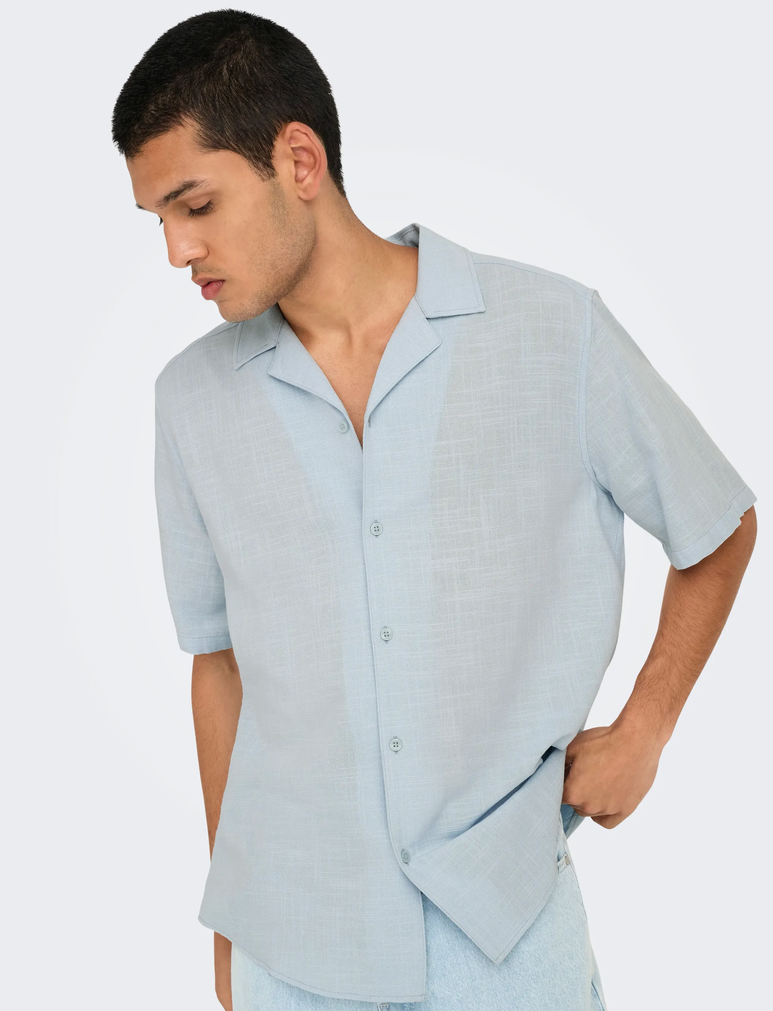 ONLY & SONS - ONSJANNICK STRUCTURE SS RESORT SHIRT - short-sleeved shirts - skyway - 5