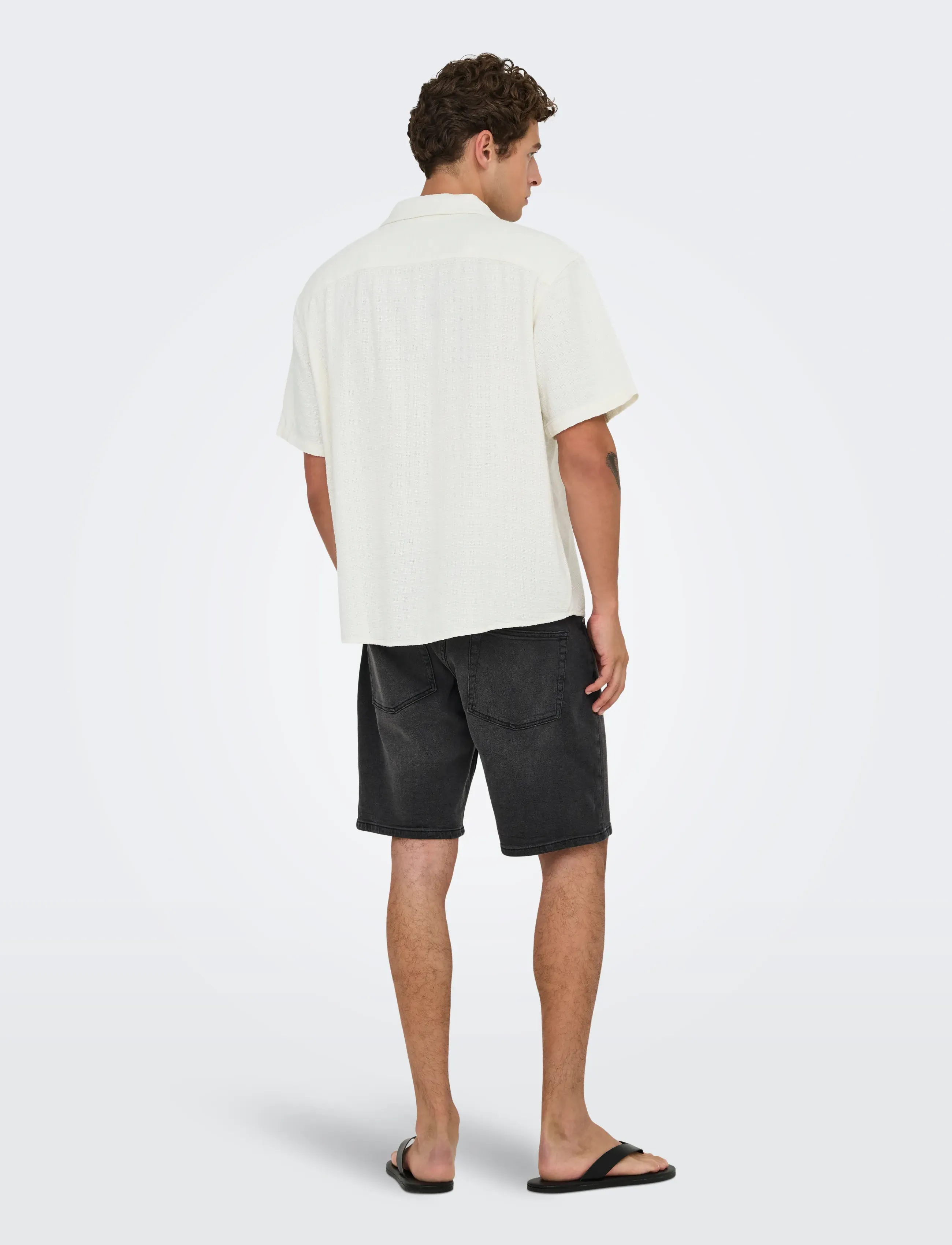 ONLY & SONS - ONSLATHAM REG RESORT STRUC 0257 NOOS - hørskjorter - cloud dancer - 3