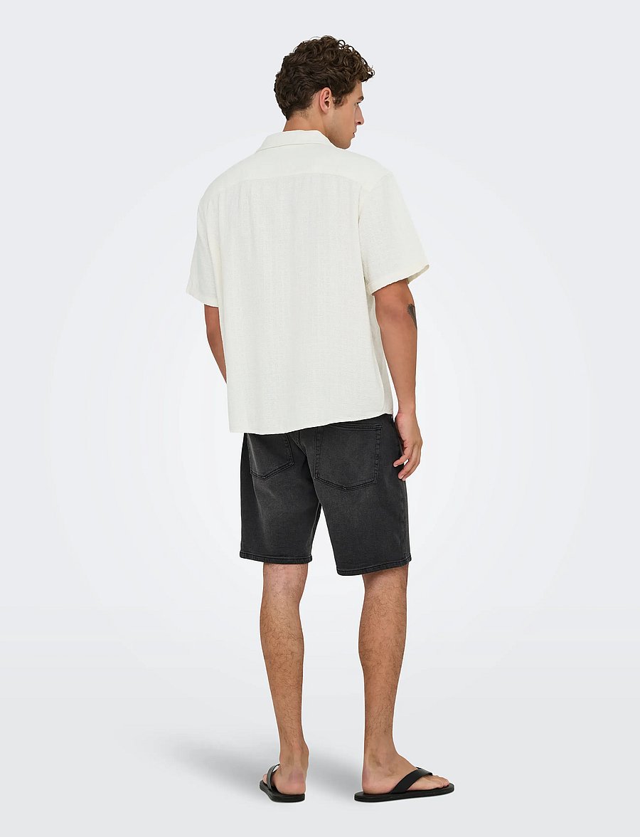 ONLY & SONS - ONSLATHAM REG RESORT STRUC 0257 NOOS - hørskjorter - cloud dancer - 3
