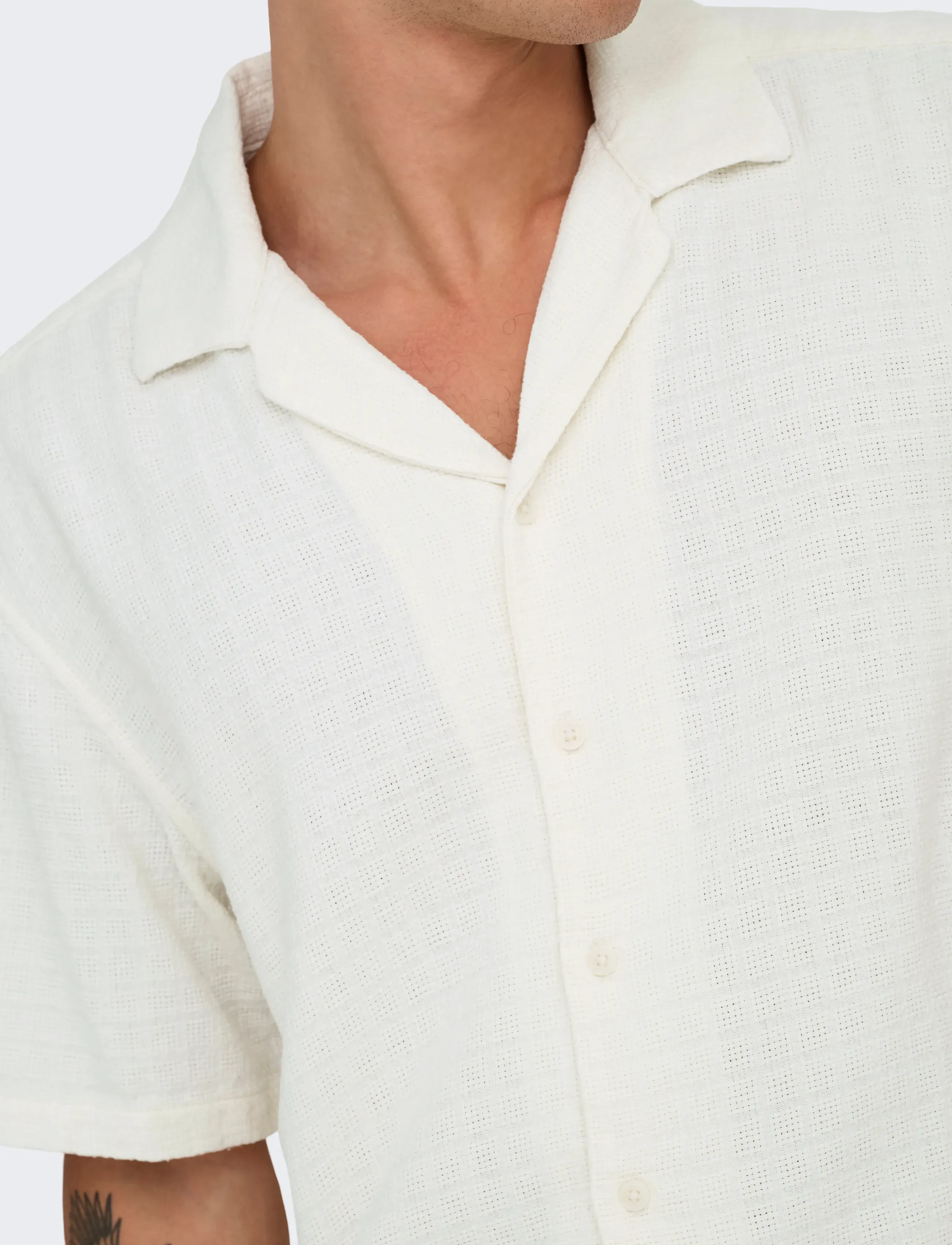 ONLY & SONS - ONSLATHAM REG RESORT STRUC 0257 NOOS - hørskjorter - cloud dancer - 5