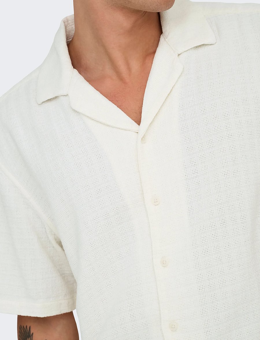 ONLY & SONS - ONSLATHAM REG RESORT STRUC 0257 NOOS - hørskjorter - cloud dancer - 5