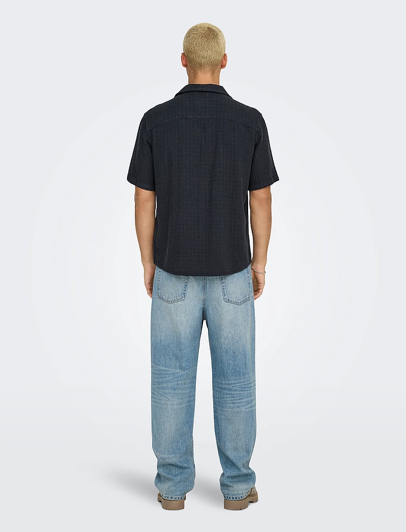 ONLY & SONS - ONSLATHAM REG RESORT STRUC 0257 NOOS - hørskjorter - dark navy - 3