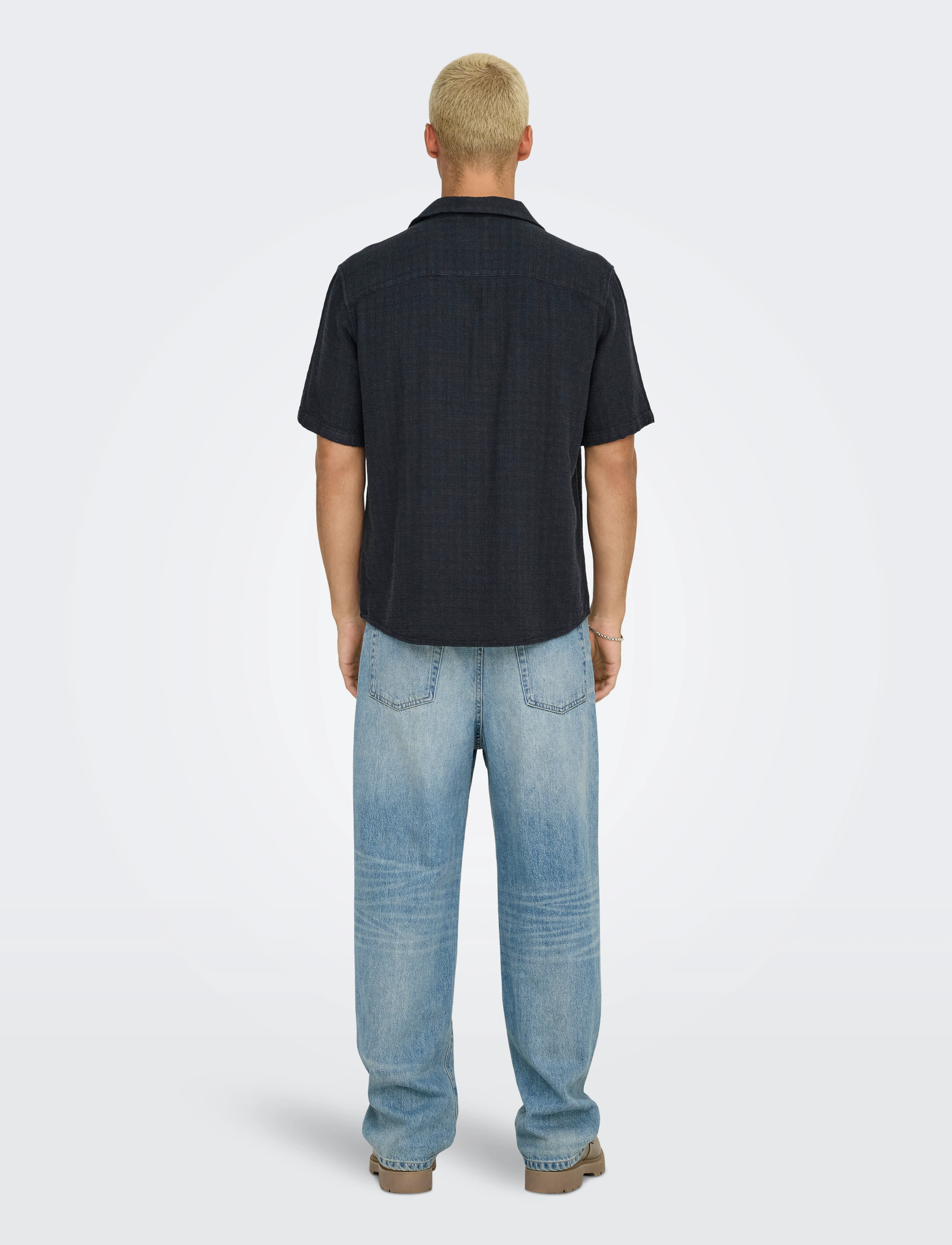 ONLY & SONS - ONSLATHAM REG RESORT STRUC 0257 NOOS - hørskjorter - dark navy - 3