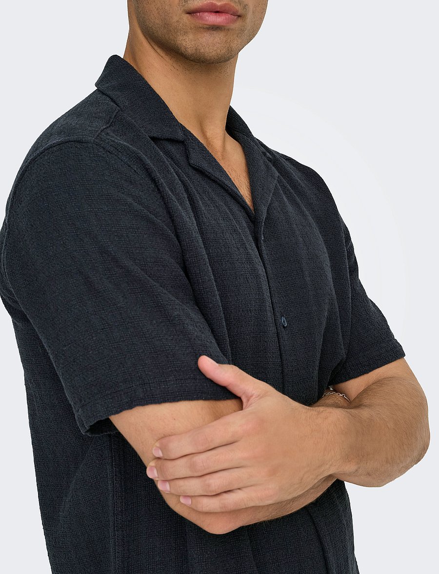 ONLY & SONS - ONSLATHAM REG RESORT STRUC 0257 NOOS - hørskjorter - dark navy - 5