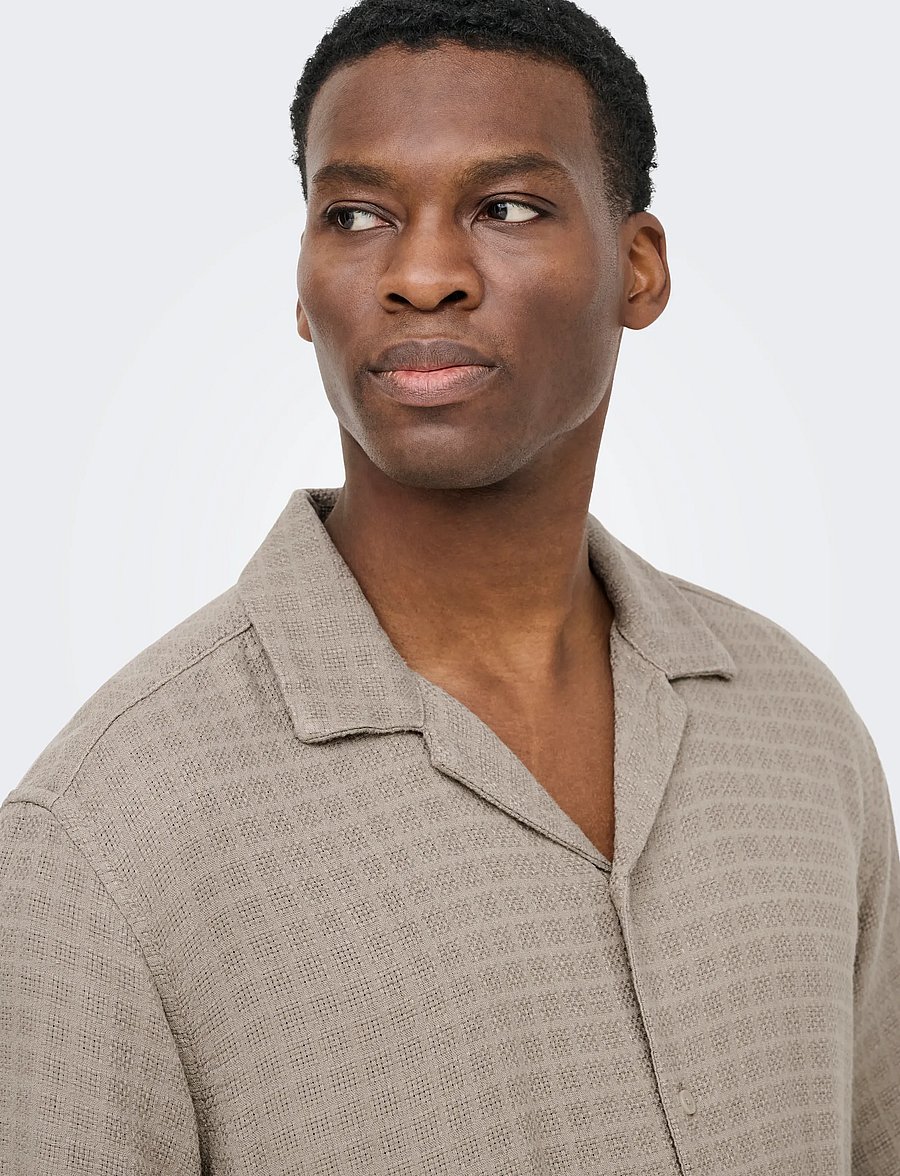 ONLY & SONS - ONSLATHAM REG RESORT STRUC 0257 NOOS - hørskjorter - desert taupe - 5