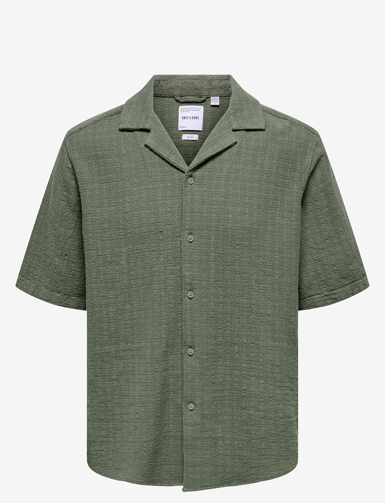 ONLY & SONS - ONSLATHAM REG RESORT STRUC 0257 NOOS - linen shirts - dusty olive - 1