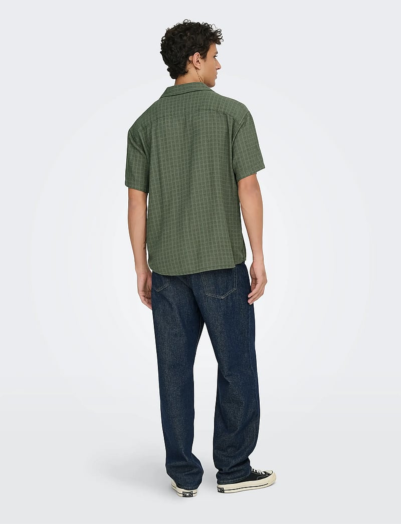 ONLY & SONS - ONSLATHAM REG RESORT STRUC 0257 NOOS - hørskjorter - dusty olive - 3