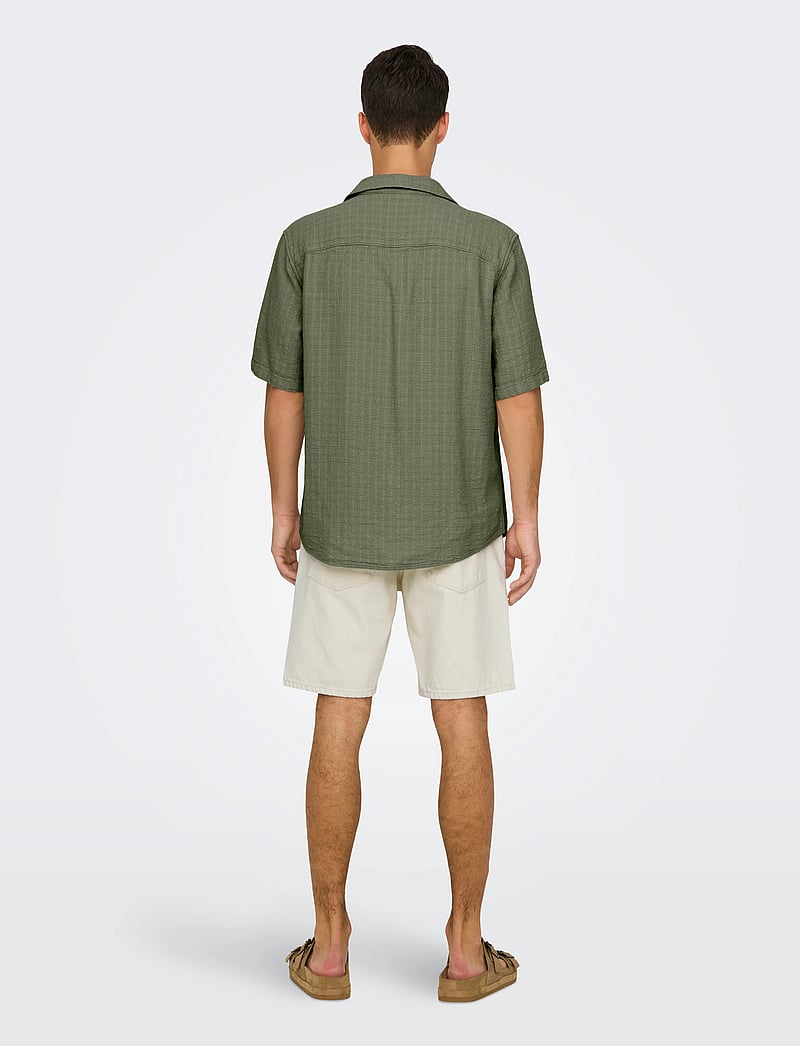ONLY & SONS - ONSLATHAM REG RESORT STRUC 0257 NOOS - linneskjortor - dusty olive - 3