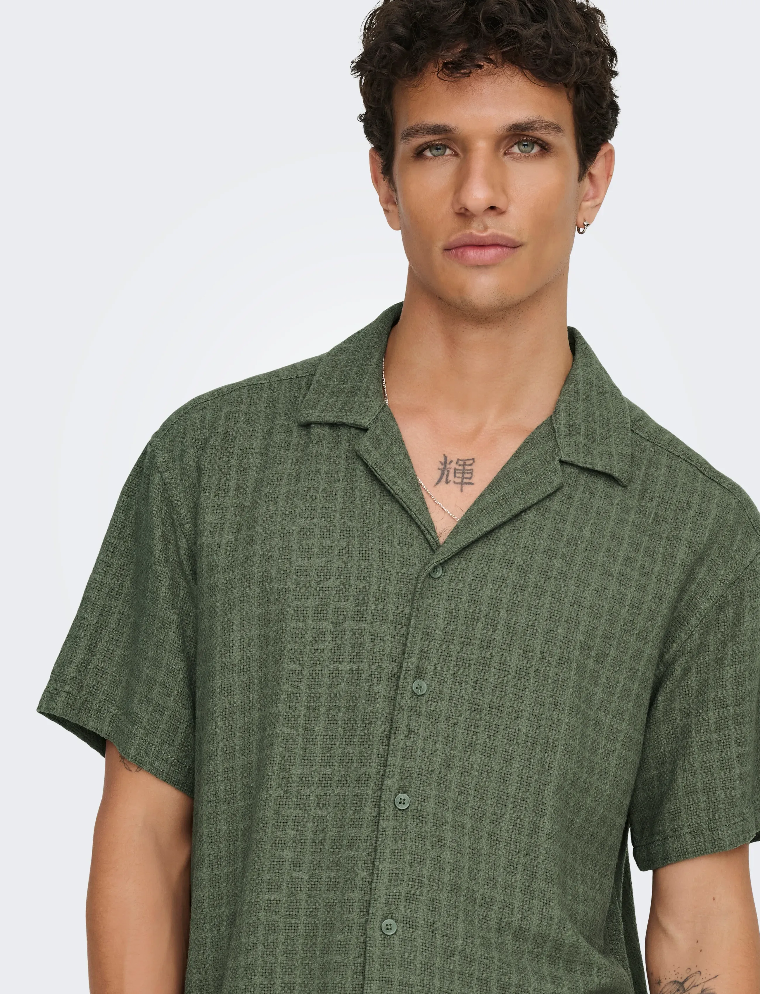 ONLY & SONS - ONSLATHAM REG RESORT STRUC 0257 NOOS - hørskjorter - dusty olive - 4