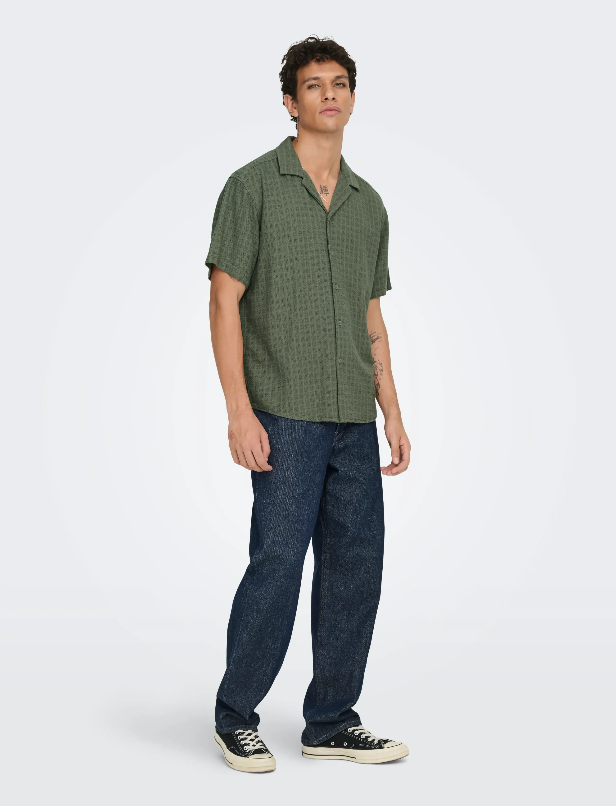 ONLY & SONS - ONSLATHAM REG RESORT STRUC 0257 NOOS - hørskjorter - dusty olive - 5